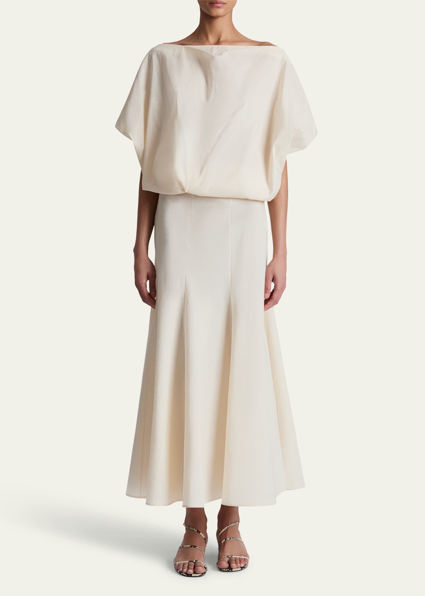 Khaite Niles Cap-Sleeve Crop Silk Top Image 2 of 5