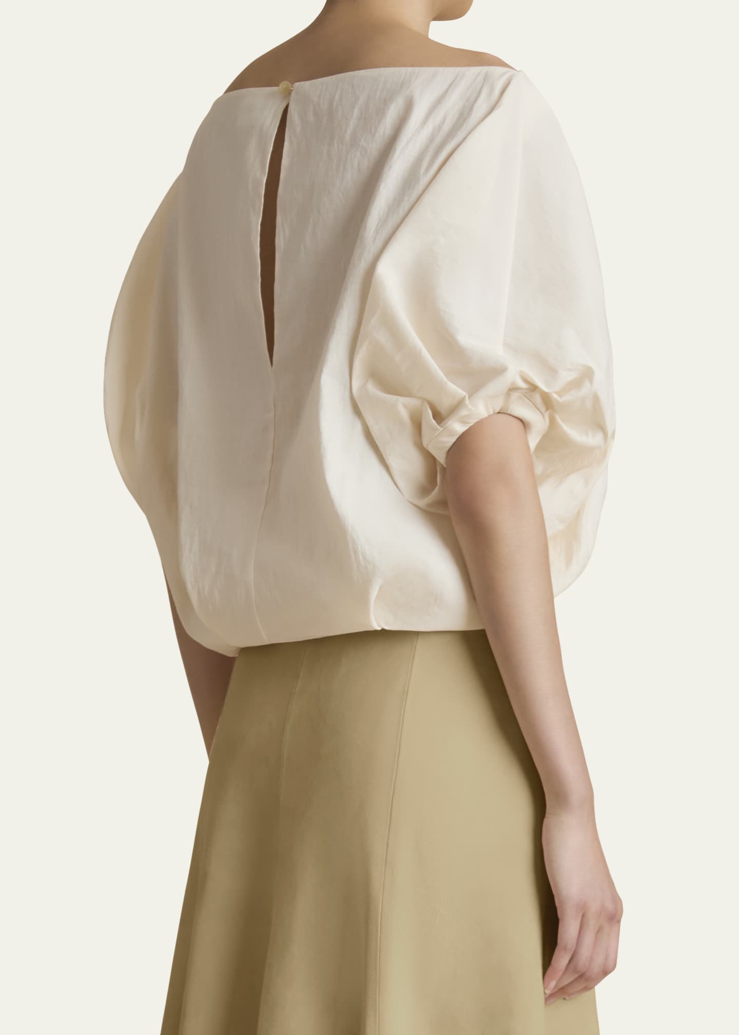 Khaite Niles Cap-Sleeve Crop Silk Top Image 3 of 5