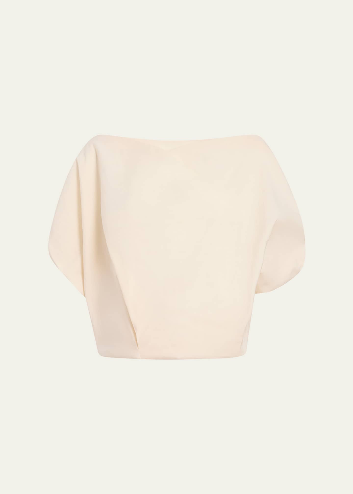Khaite Niles Cap-Sleeve Crop Silk Top Image 1 of 5