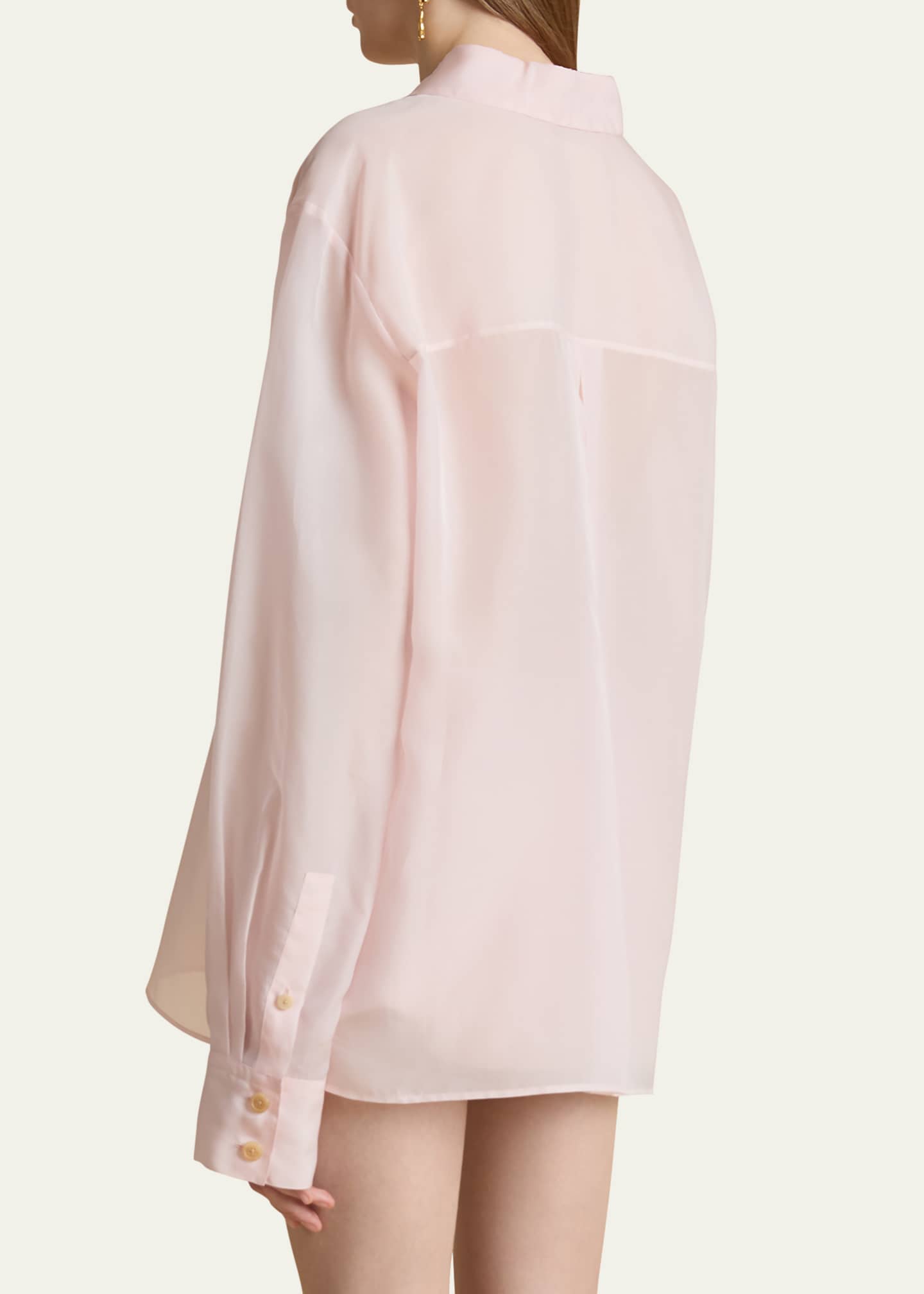 Khaite Yatty Button Down Semi-Sheer Blouse Image 3 of 5