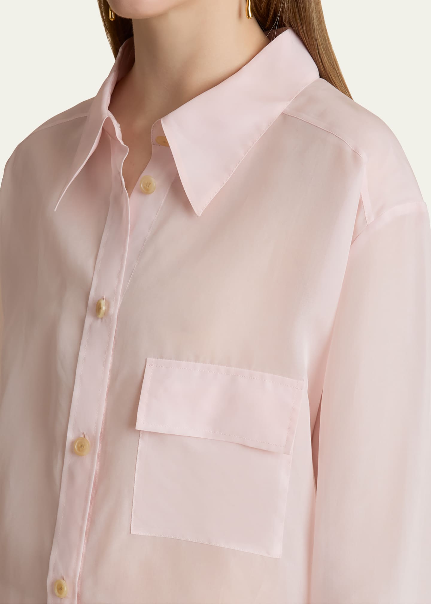 Khaite Yatty Button Down Semi-Sheer Blouse Image 5 of 5