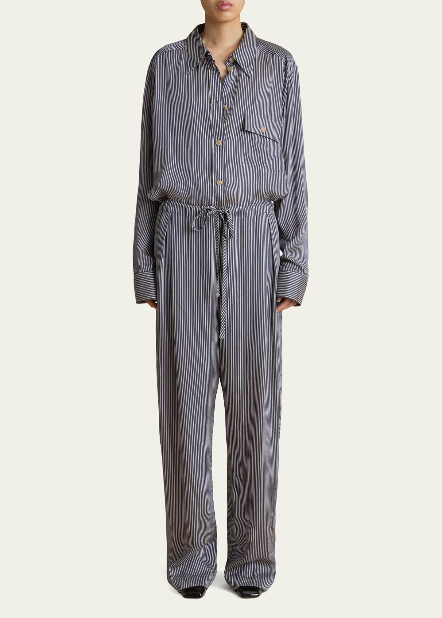 Khaite Yatty Stripe Button Down Blouse Image 2 of 5