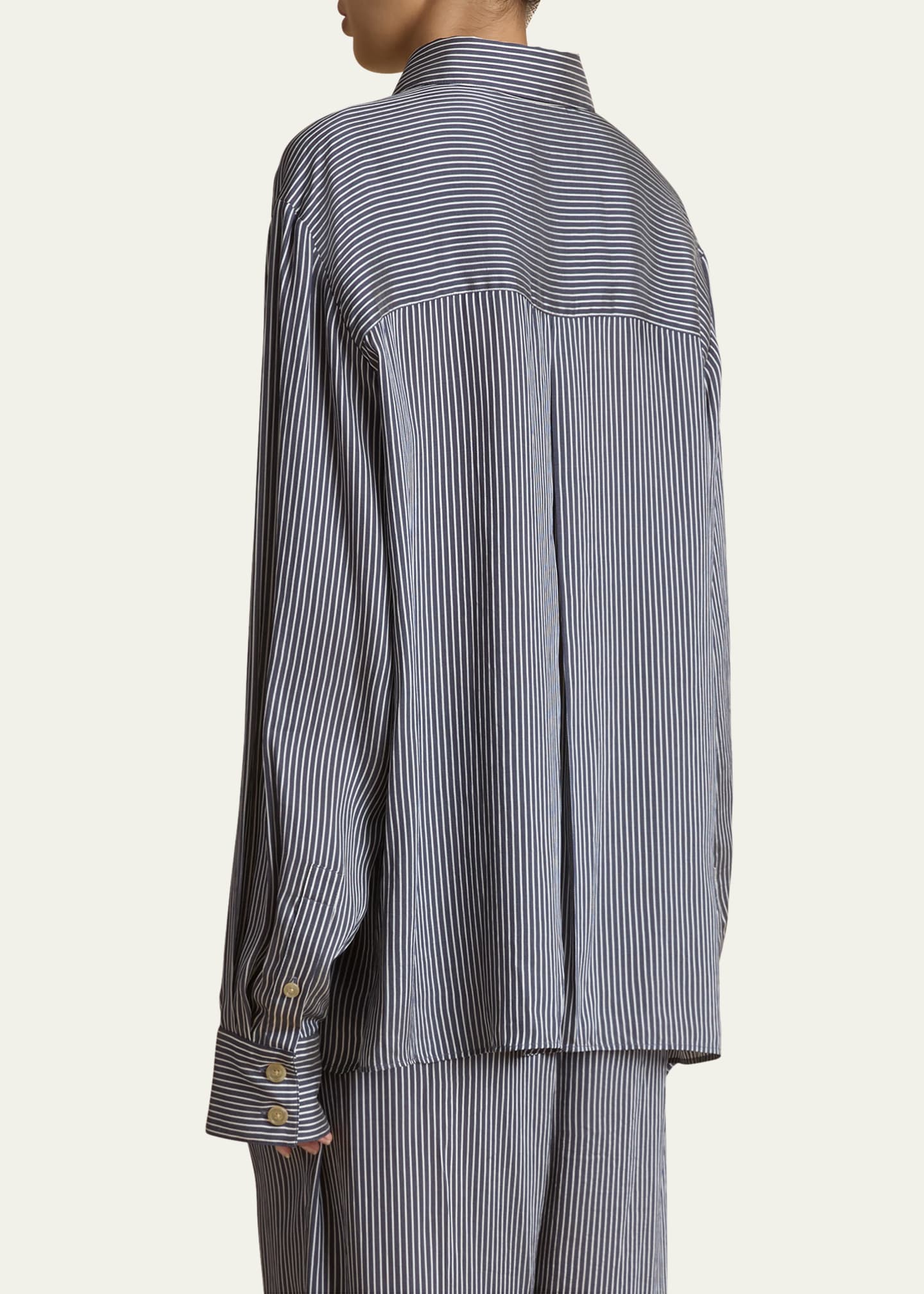 Khaite Yatty Stripe Button Down Blouse Image 3 of 5