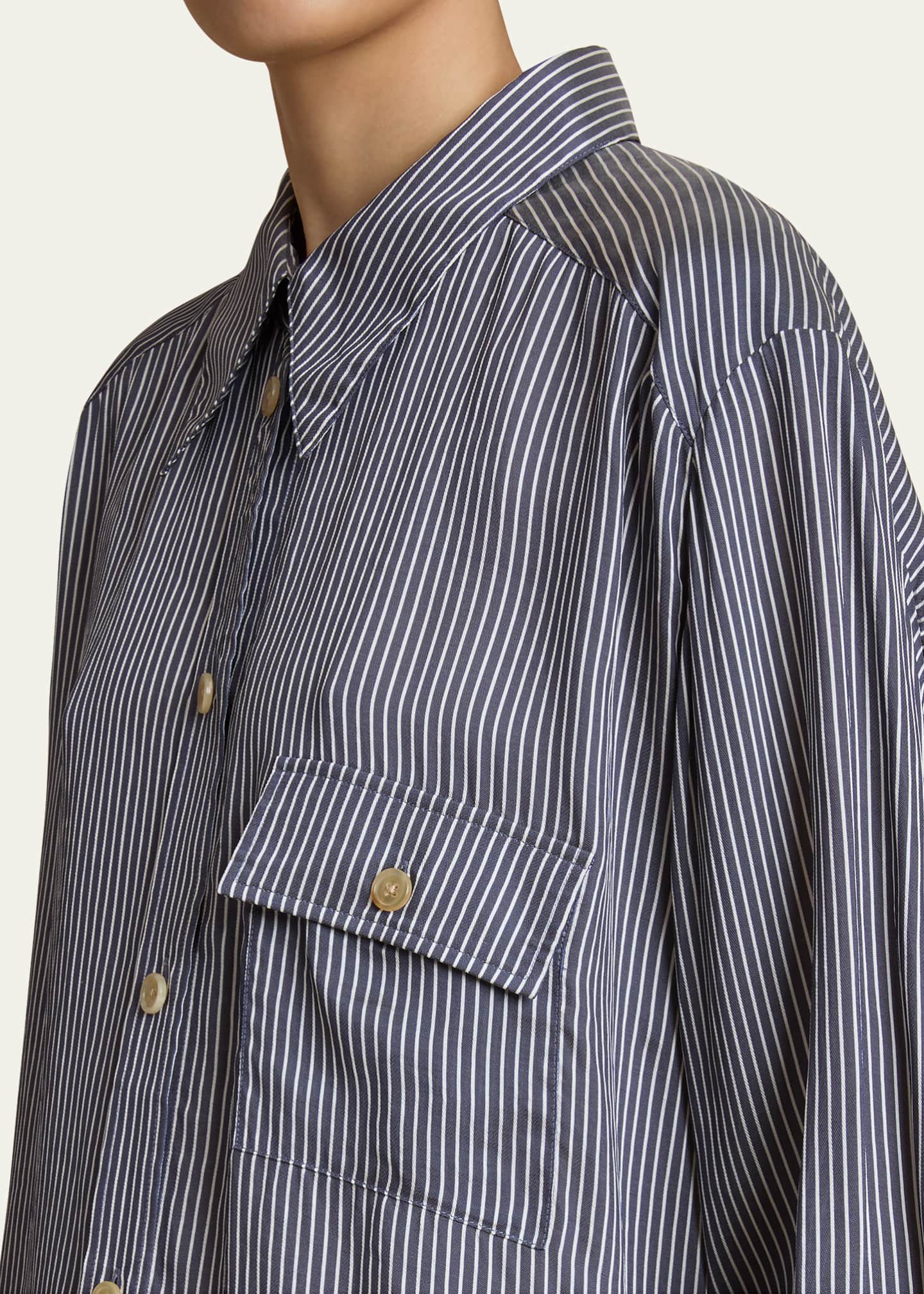 Khaite Yatty Stripe Button Down Blouse Image 5 of 5