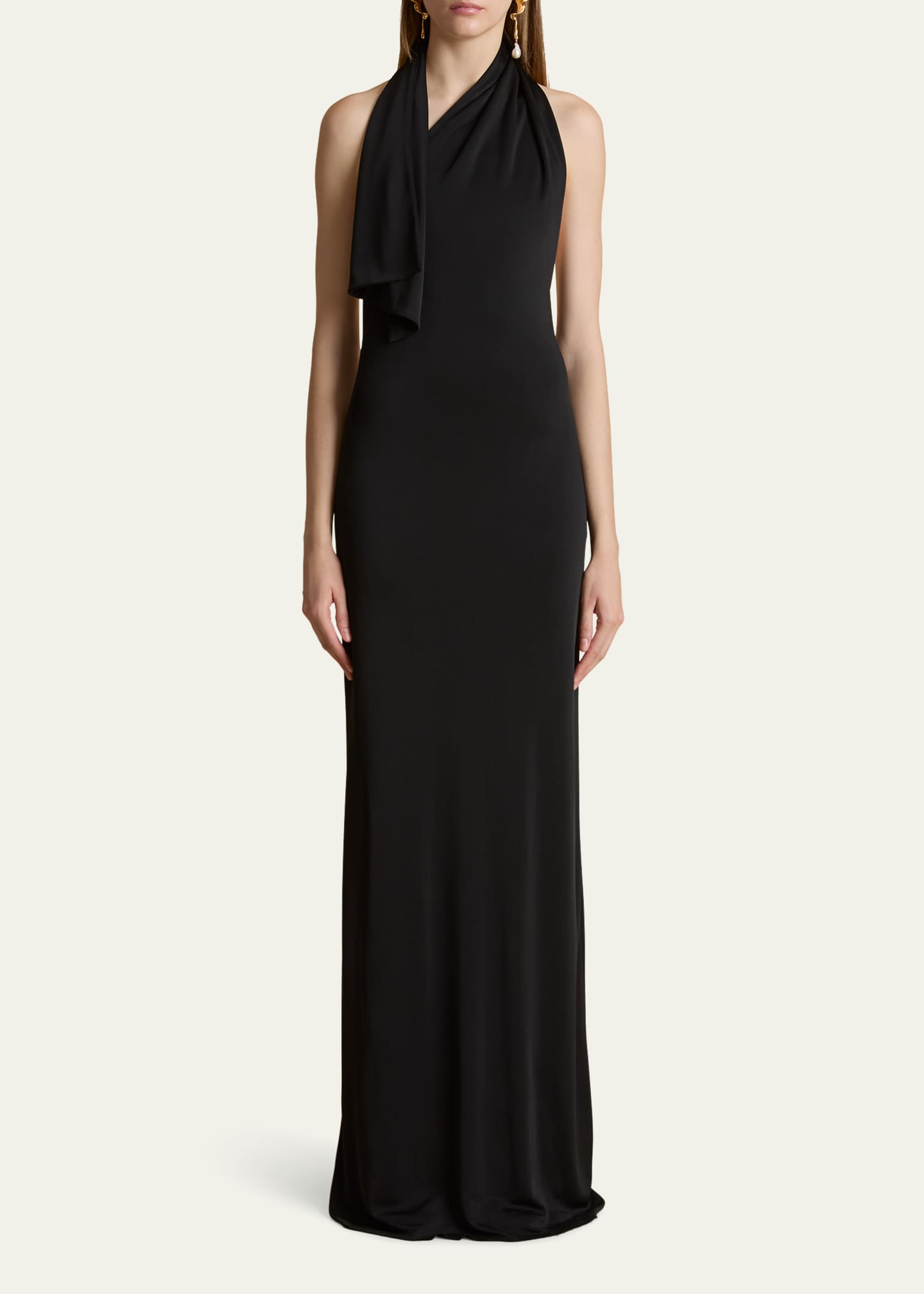 Khaite Roza Long Halter Backless Dress Image 2 of 5