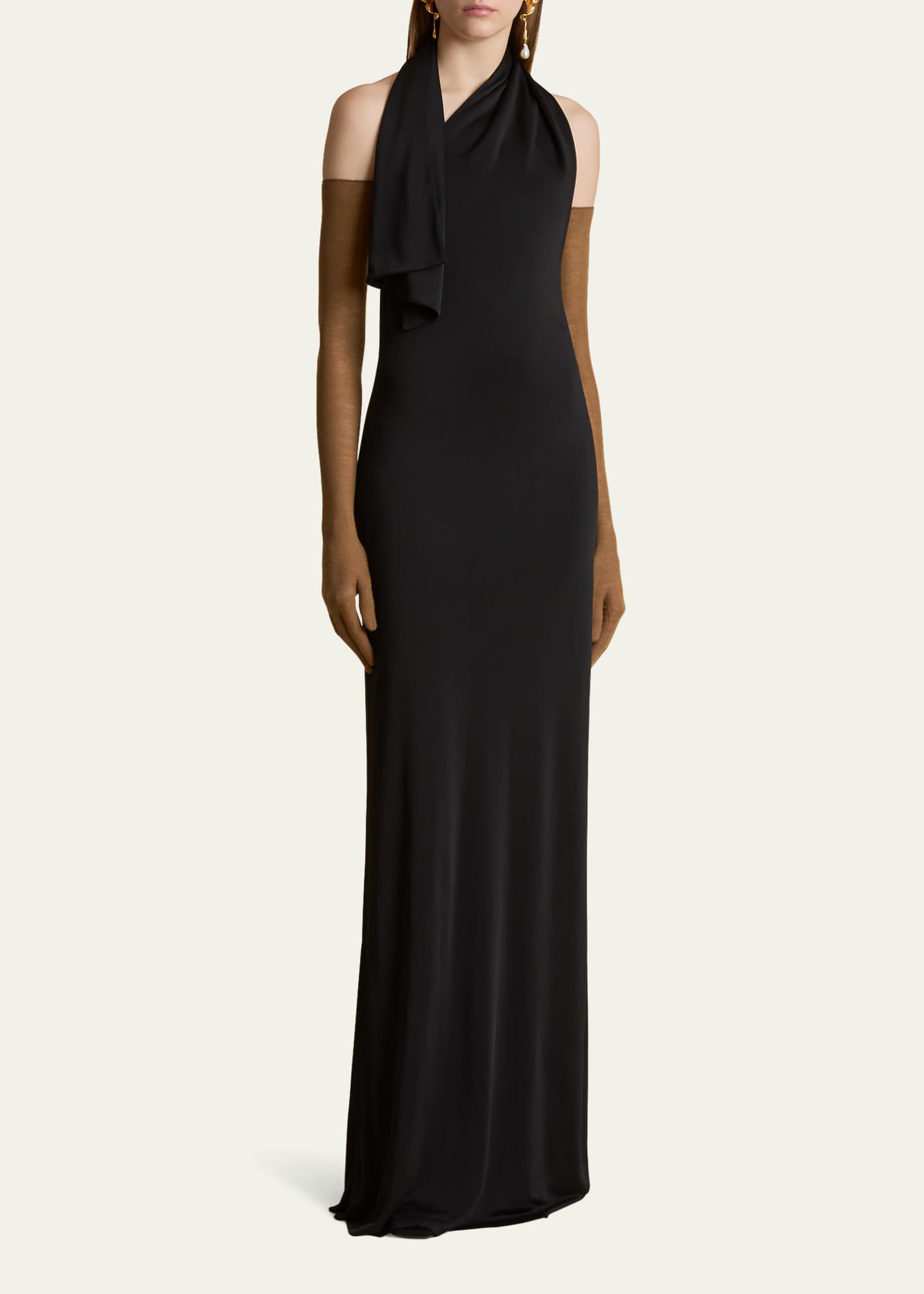 Khaite Roza Long Halter Backless Dress Image 4 of 5