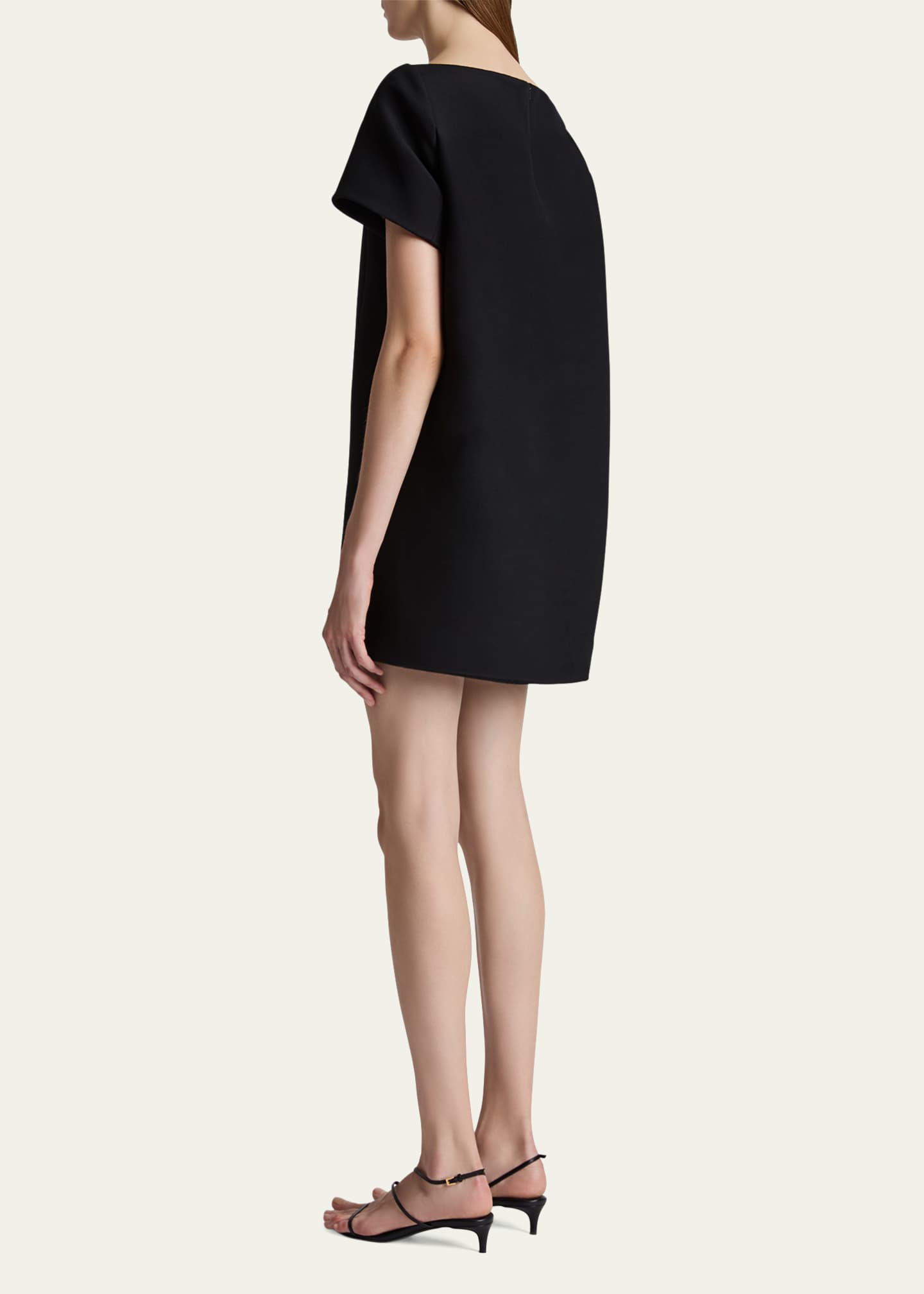 Khaite Benji Square-Neck Short-Sleeve Mini Dress Image 3 of 5