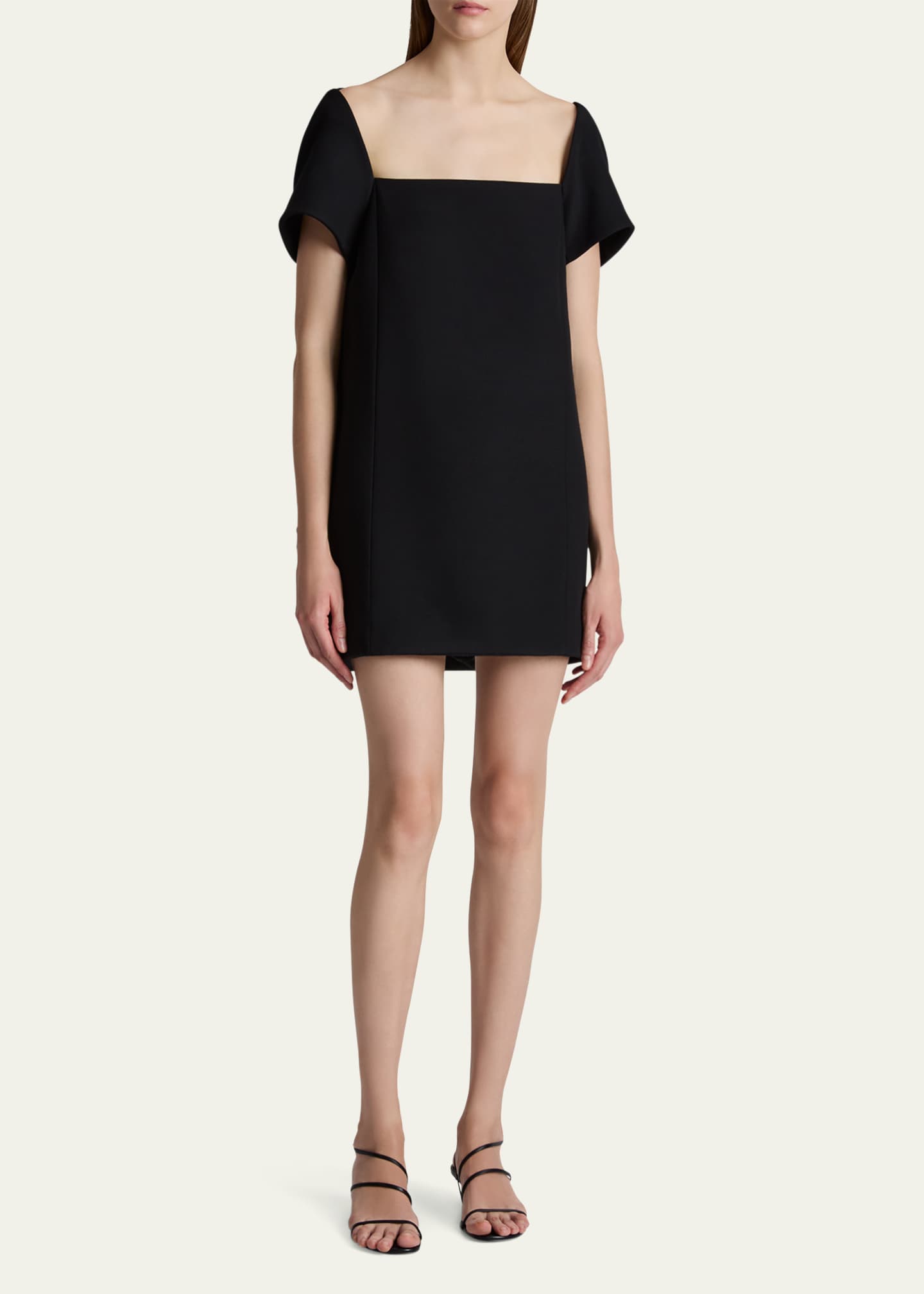 Khaite Benji Square-Neck Short-Sleeve Mini Dress Image 4 of 5