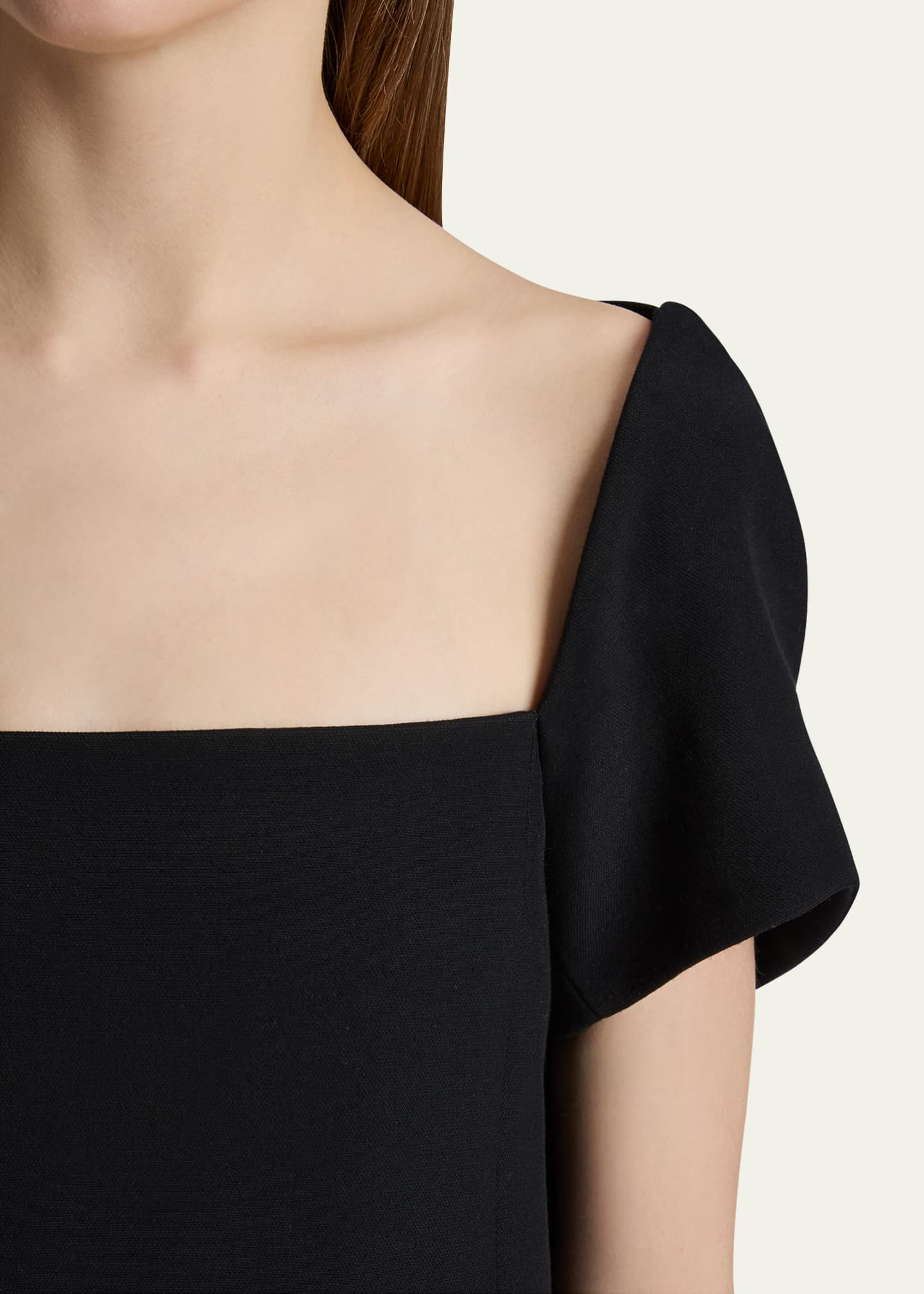 Khaite Benji Square-Neck Short-Sleeve Mini Dress Image 5 of 5