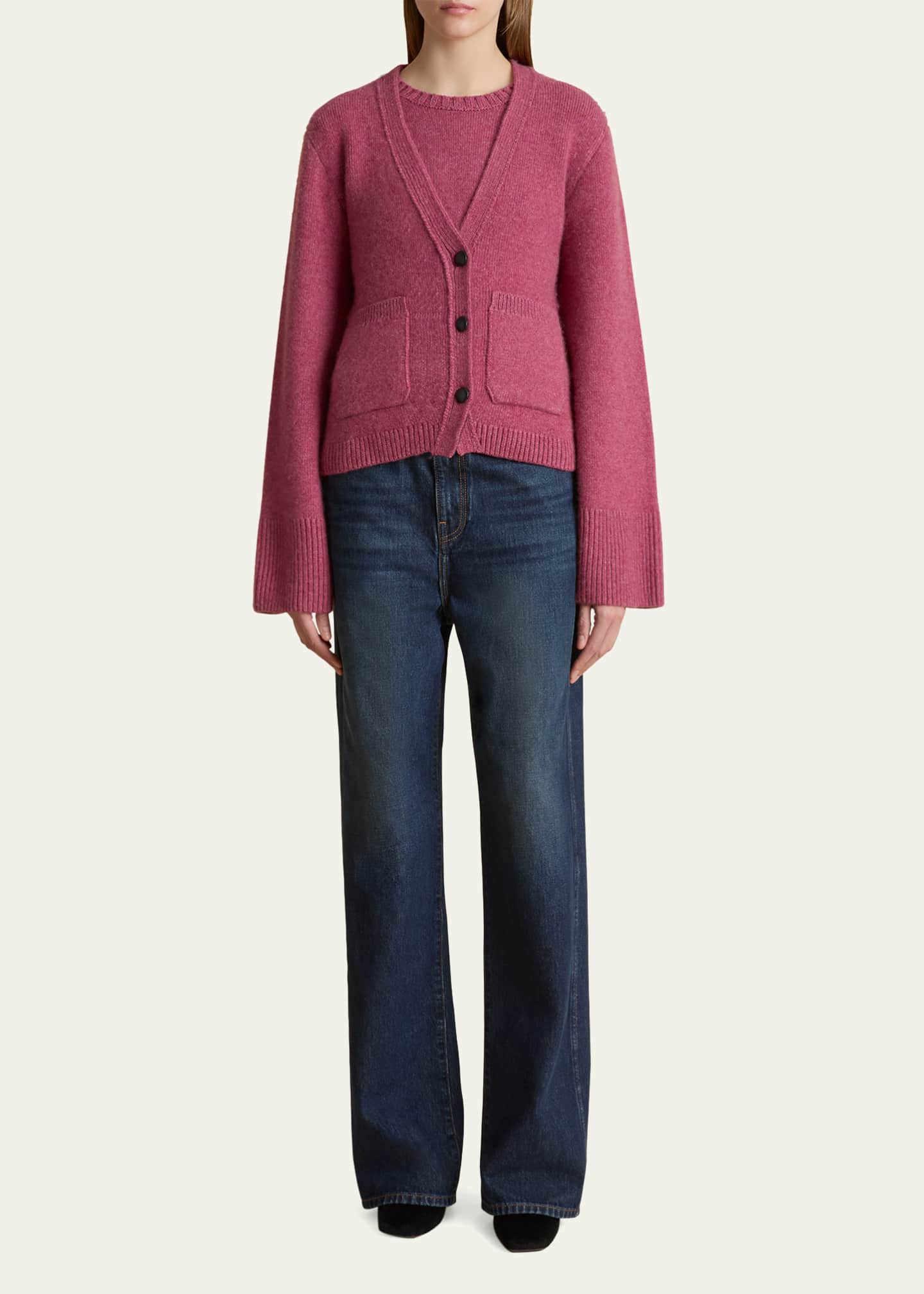 Khaite Scarlet V-Neck Cashmere Cardigan Image 2 of 5