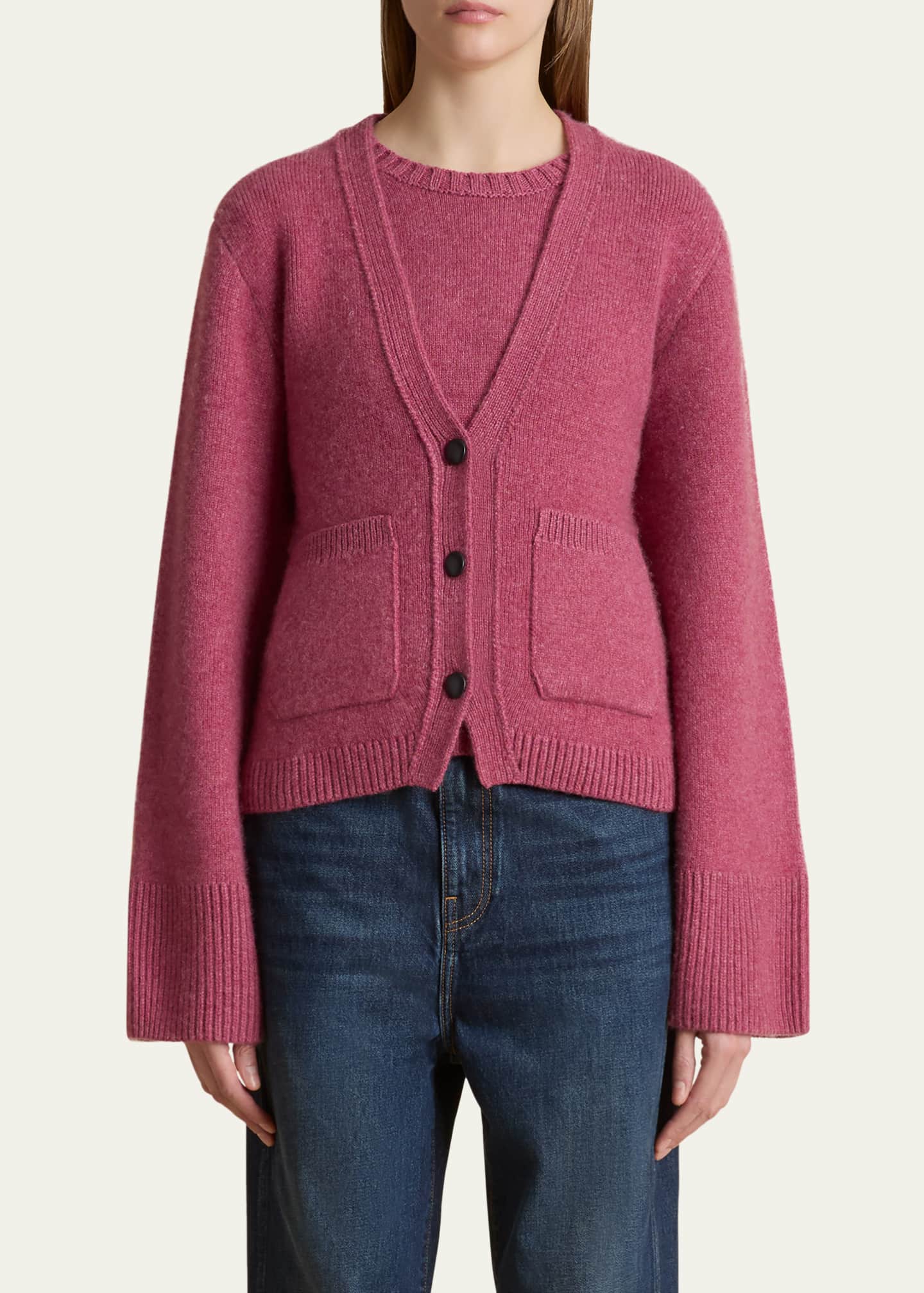 Khaite Scarlet V-Neck Cashmere Cardigan Image 4 of 5