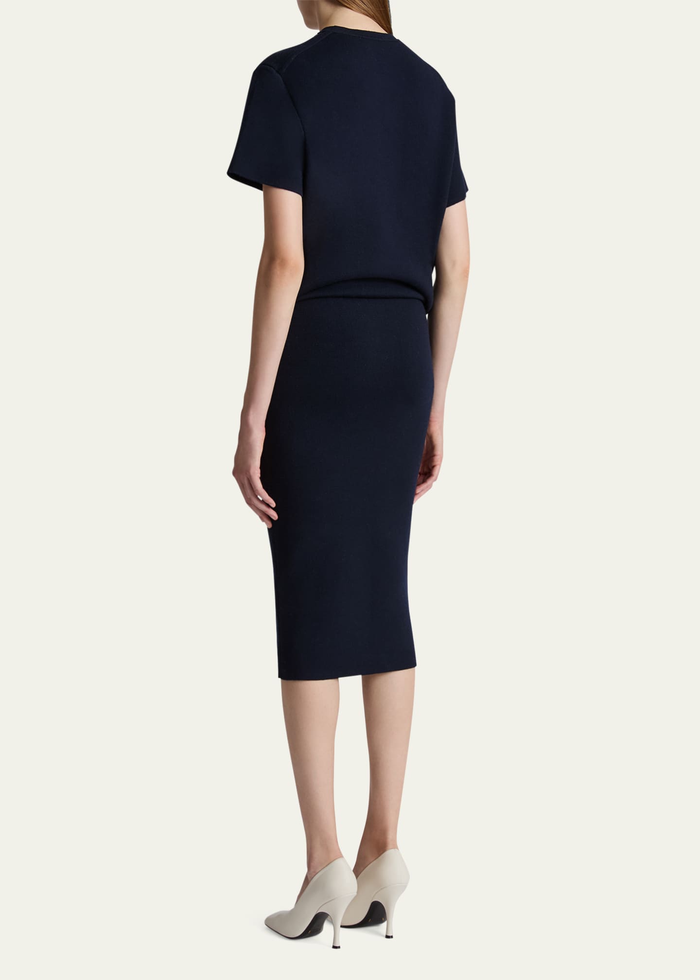 Khaite Callas Draped Short-Sleeve Midi Dress Image 3 of 5