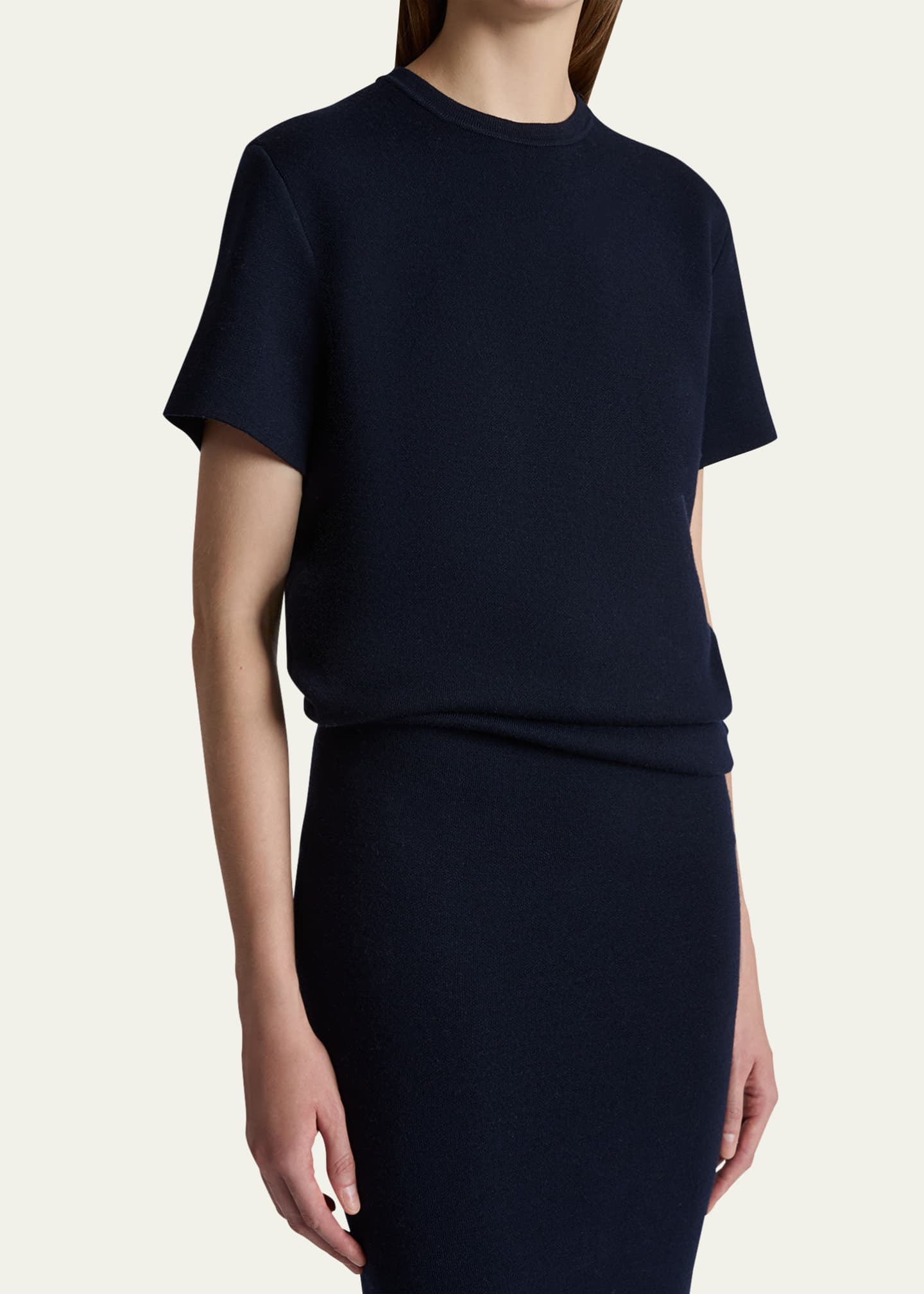 Khaite Callas Draped Short-Sleeve Midi Dress Image 5 of 5
