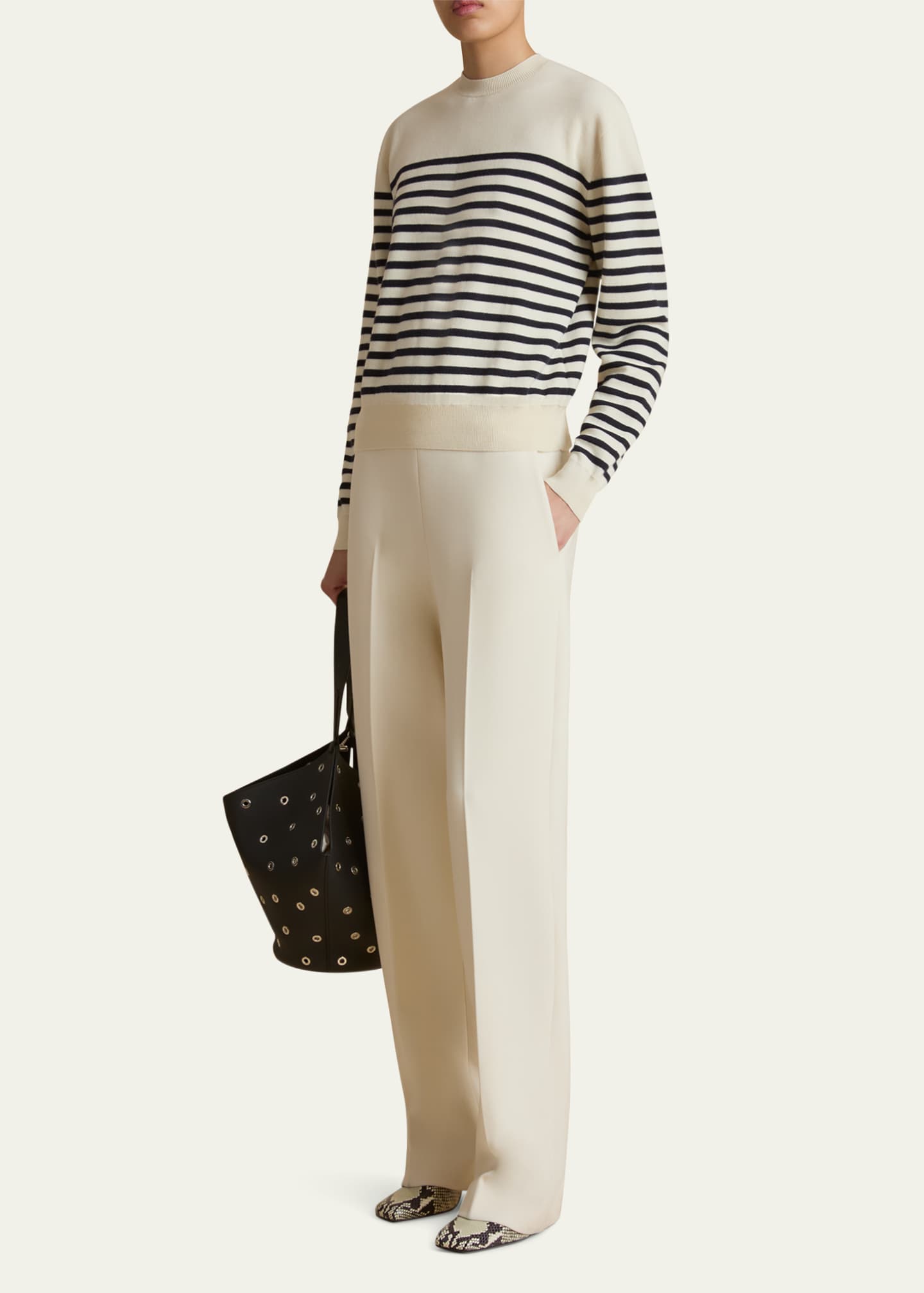 Khaite Viola Striped Cashmere Sweater Image 2 of 5