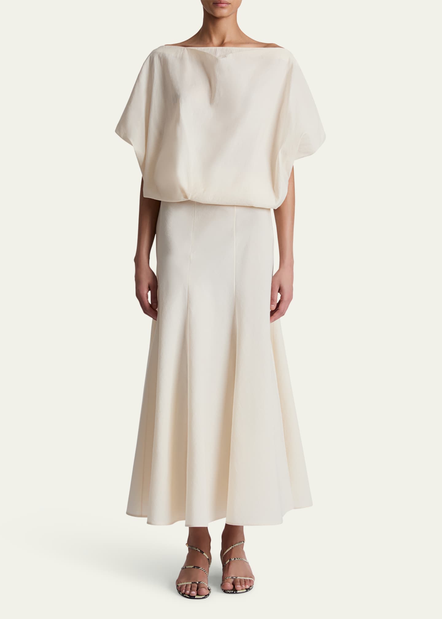 Khaite Lenno Paneled Midi Trumpet Skirt Image 2 of 5