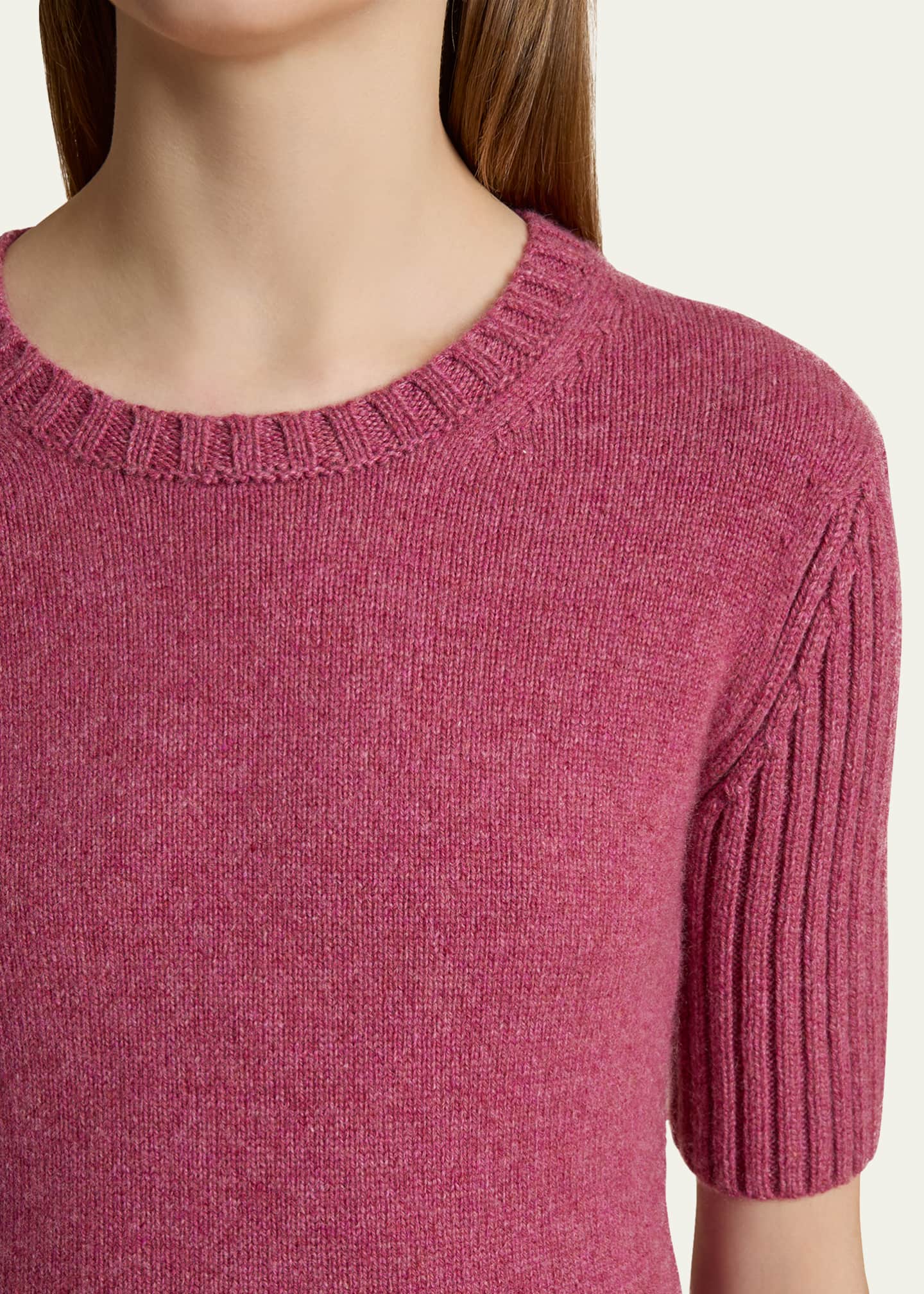 Khaite Mia Cashmere Short-Sleeve Sweater Image 5 of 5