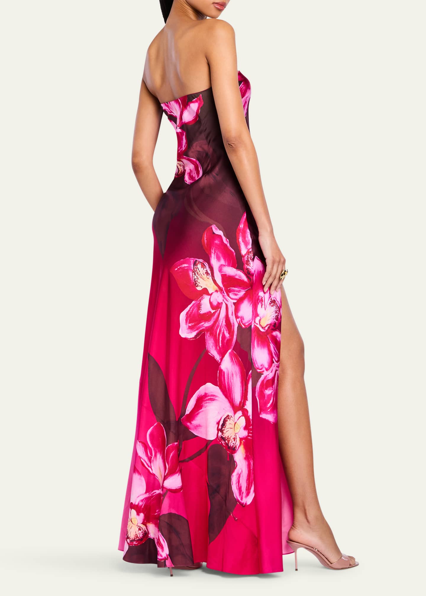 Retrofete Aiyanna Floral Silk Strapless Dress Image 3 of 4