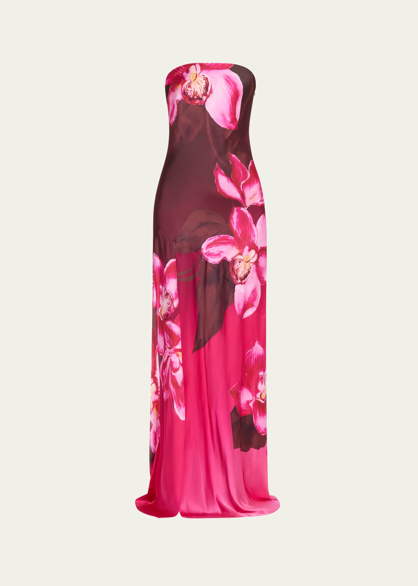 Retrofete Aiyanna Floral Silk Strapless Dress Image 1 of 4