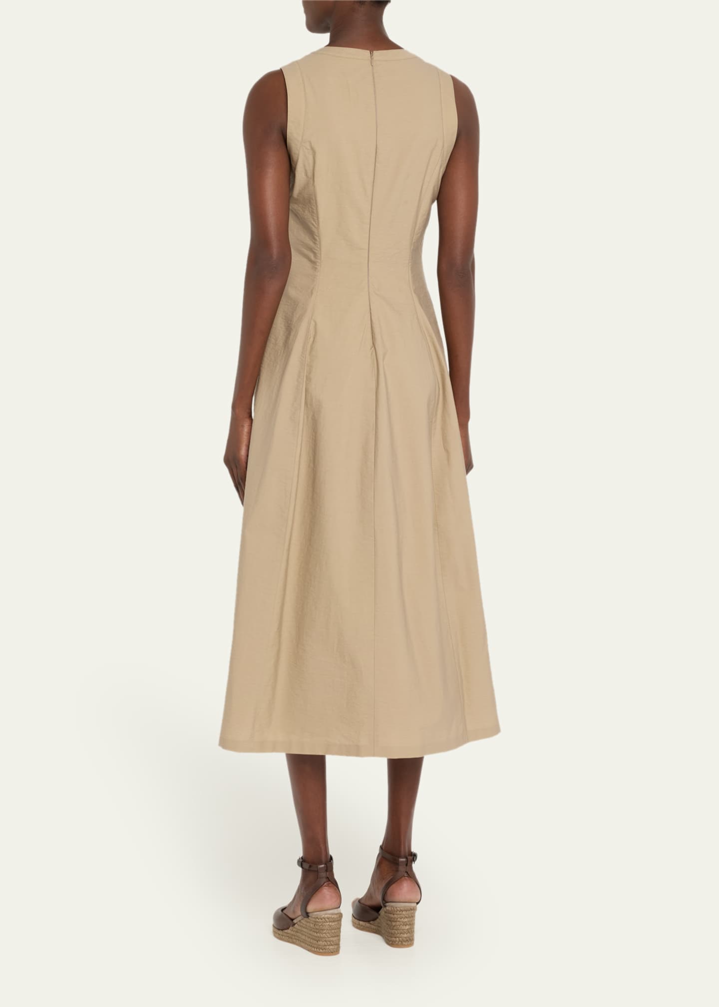 Brunello Cucinelli Front Sequined Techno Poplin Corset Midi Dress Image 3 of 5