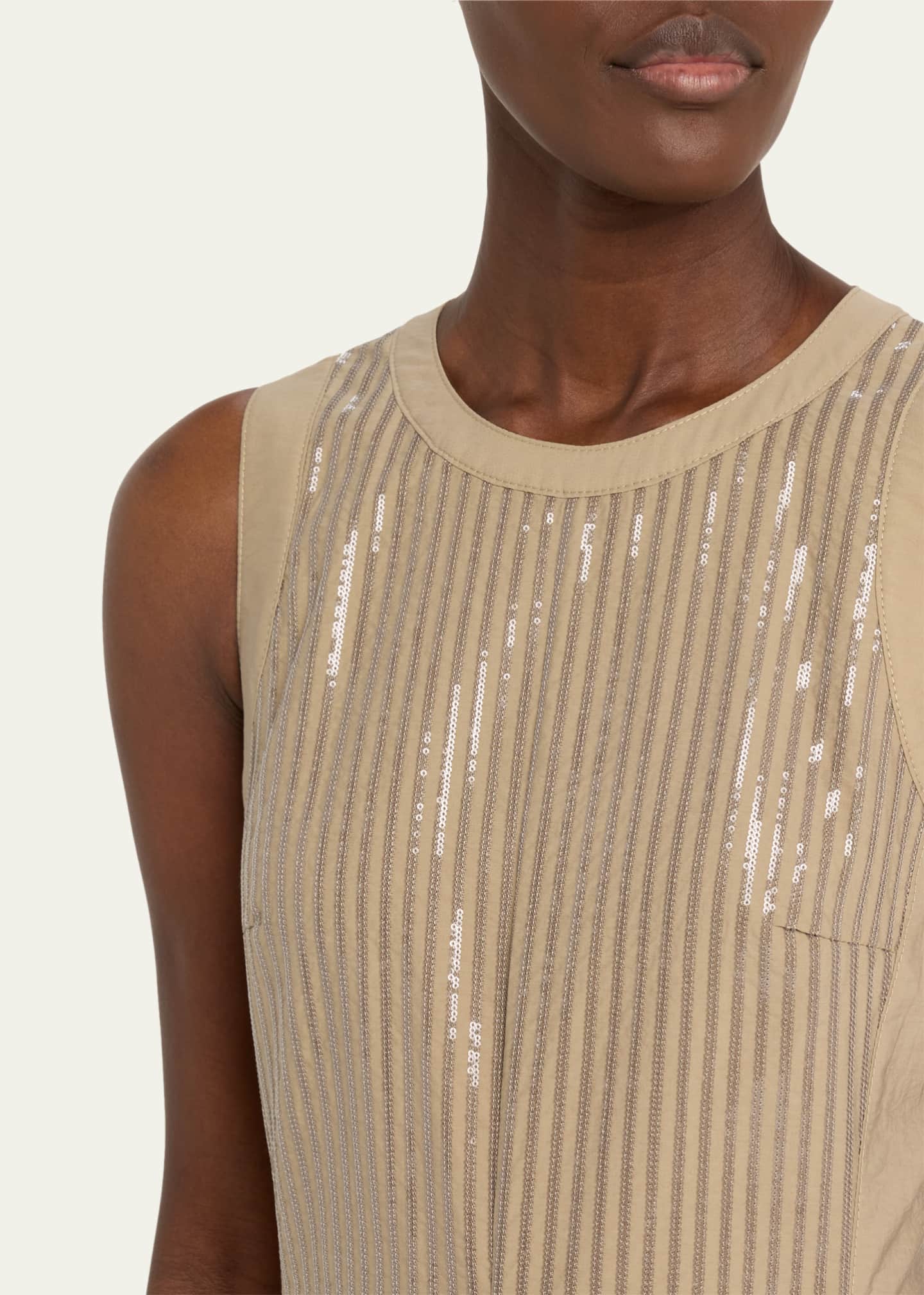 Brunello Cucinelli Front Sequined Techno Poplin Corset Midi Dress Image 5 of 5