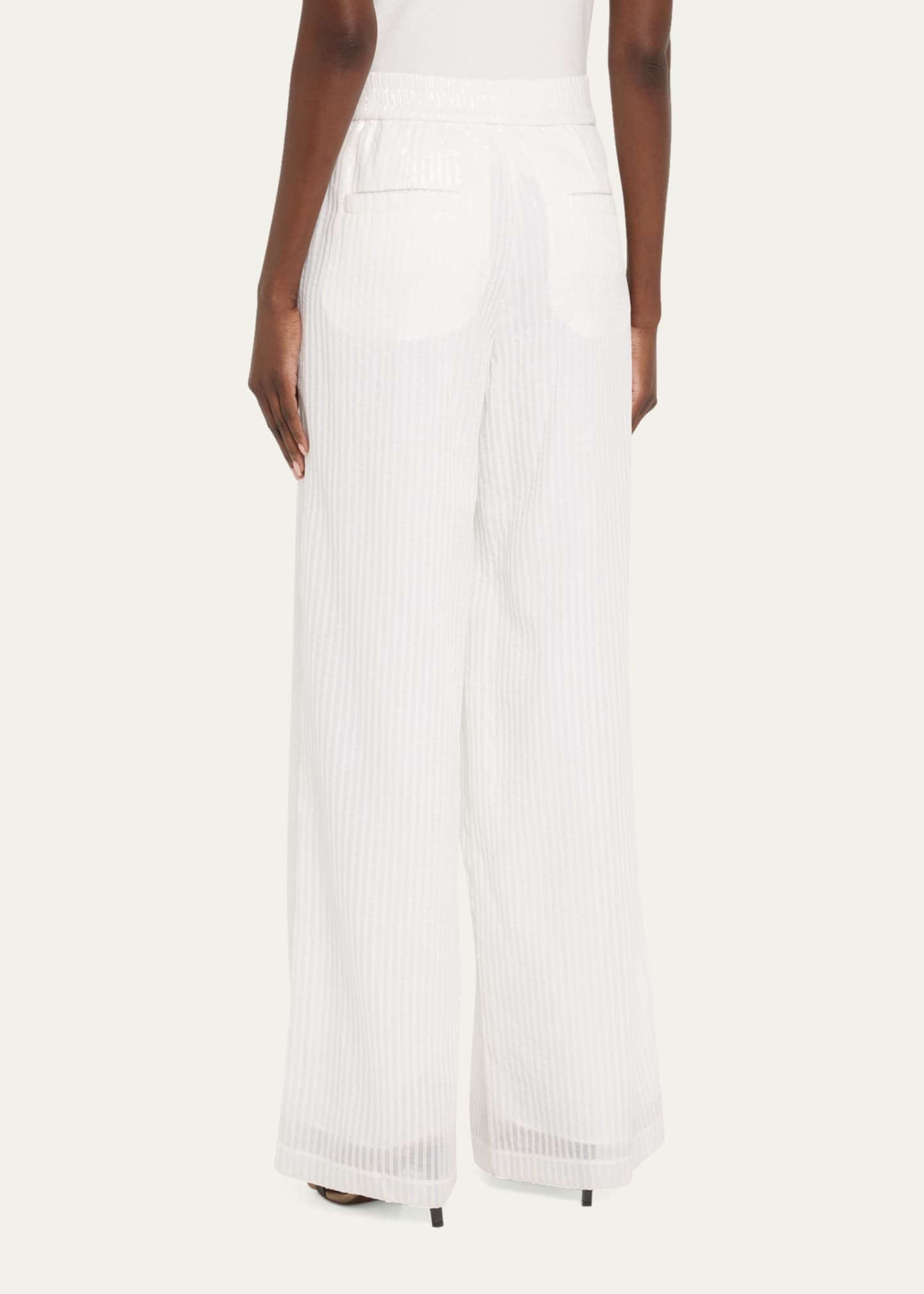 Brunello Cucinelli Stripe Sequined Wide Leg Organza Pants Image 2 of 3