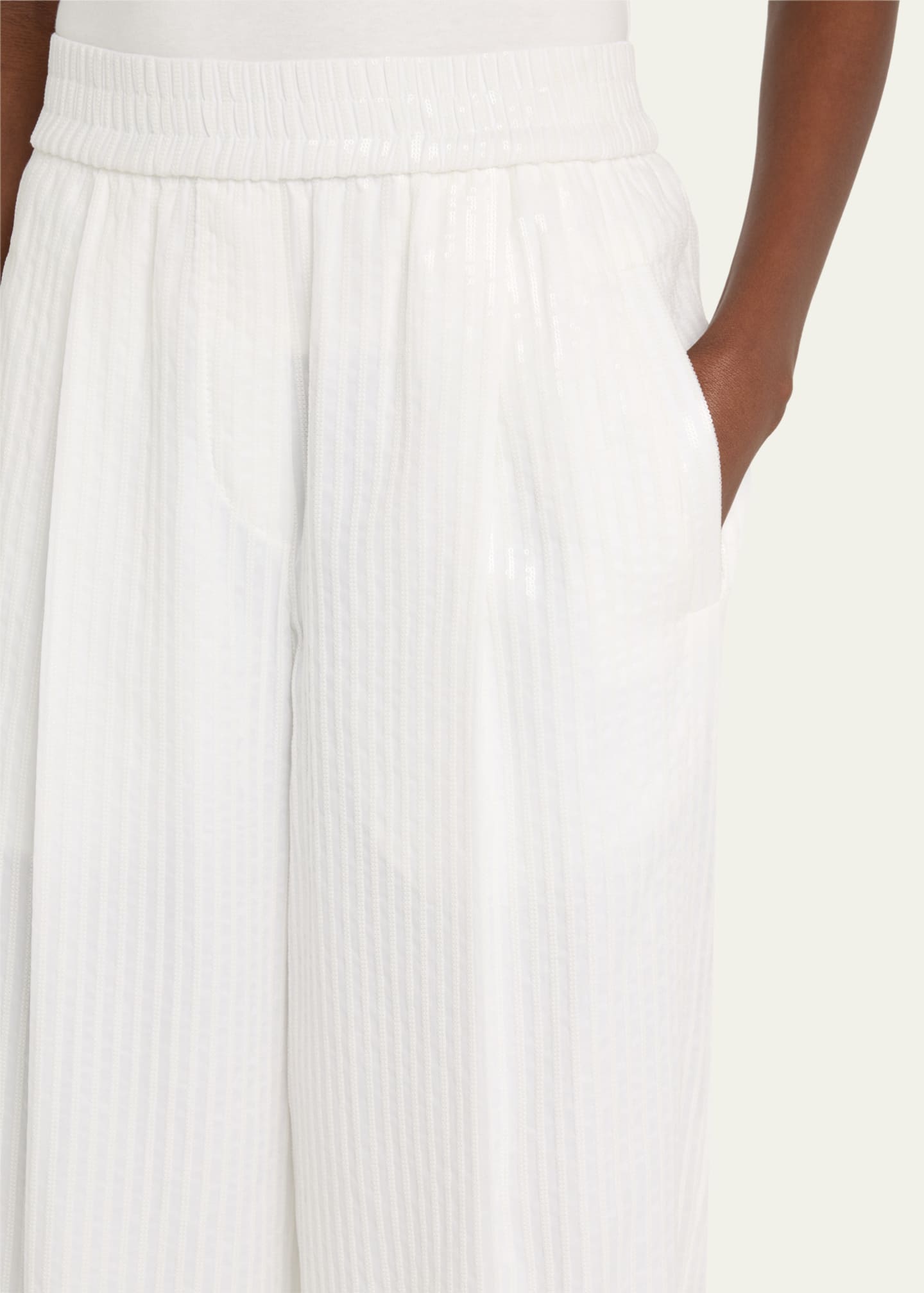 Brunello Cucinelli Stripe Sequined Wide Leg Organza Pants Image 3 of 3