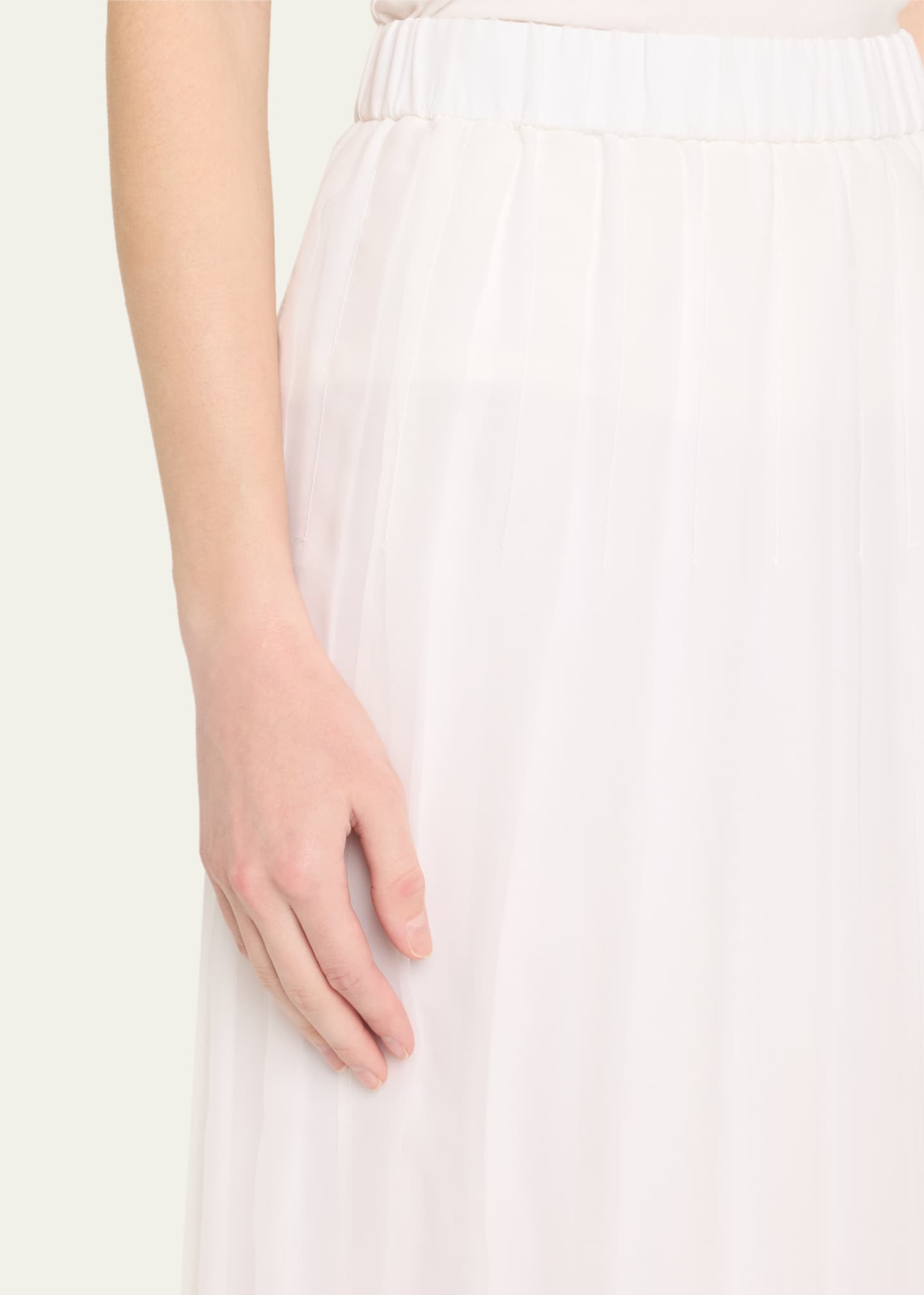 Brunello Cucinelli Crispy Silk Chiffon Pleated Midi Skirt Image 5 of 5