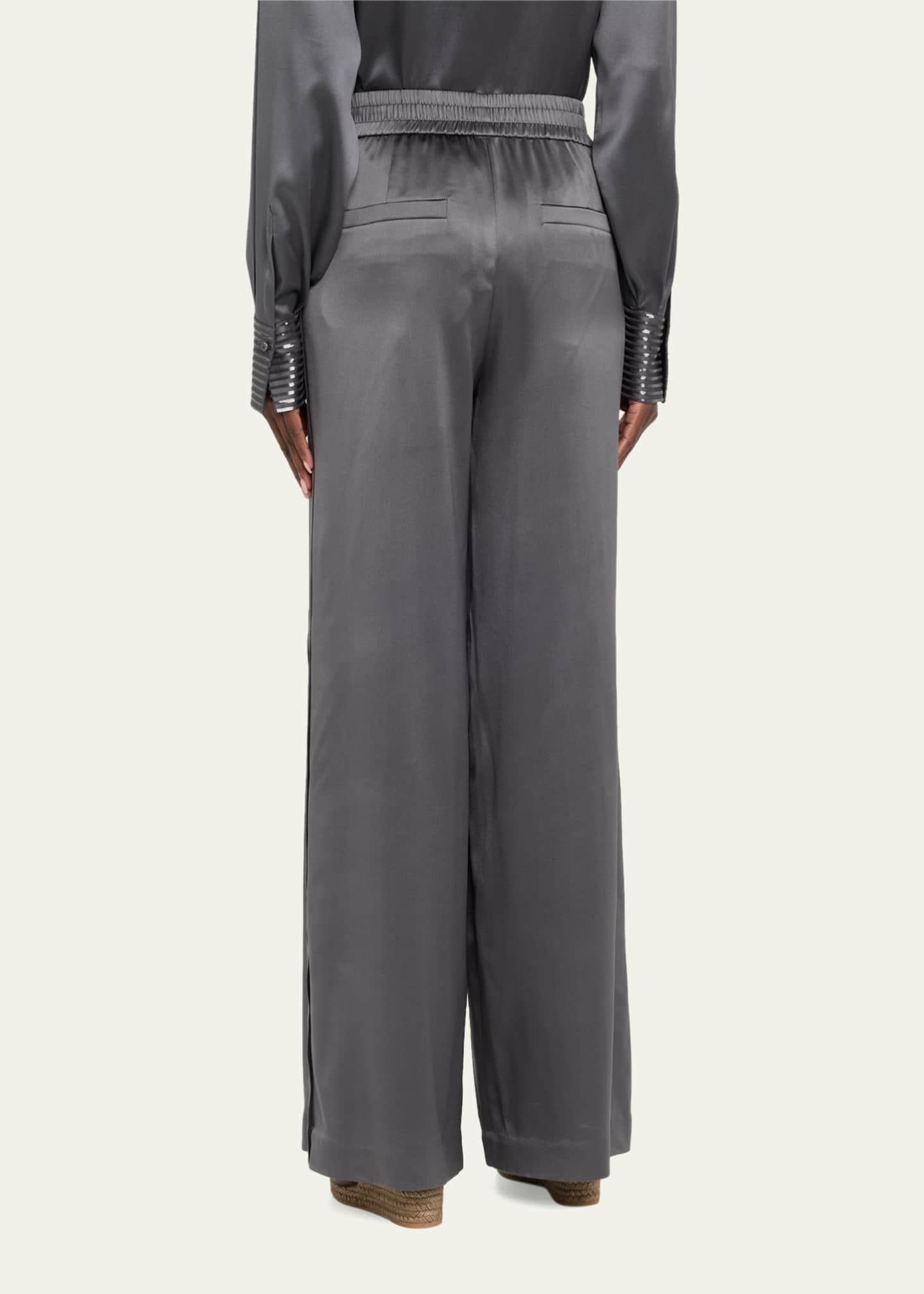 Brunello Cucinelli Sequined Satin Wide Leg Pants Image 3 of 5