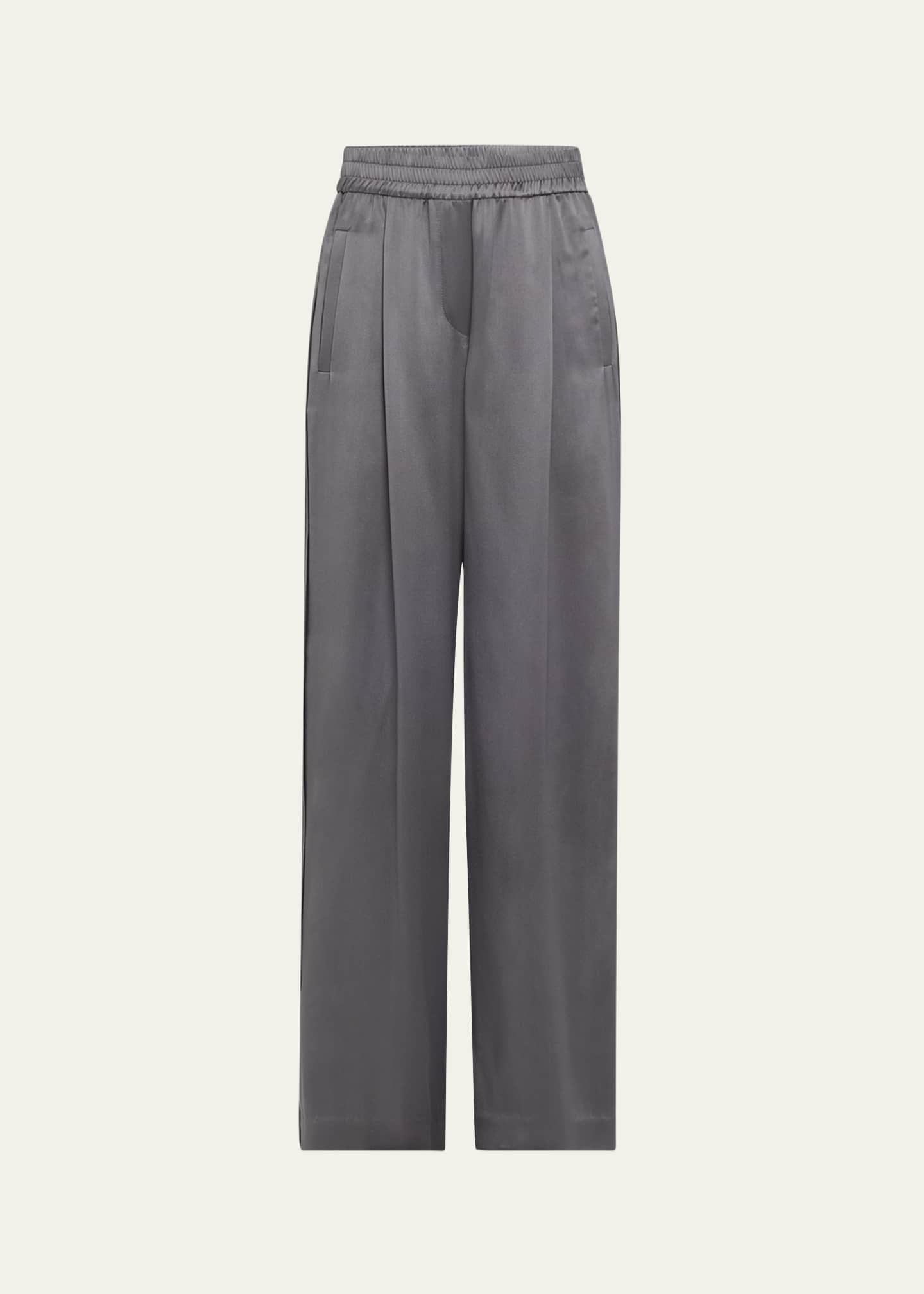 Brunello Cucinelli Sequined Satin Wide Leg Pants Image 1 of 5