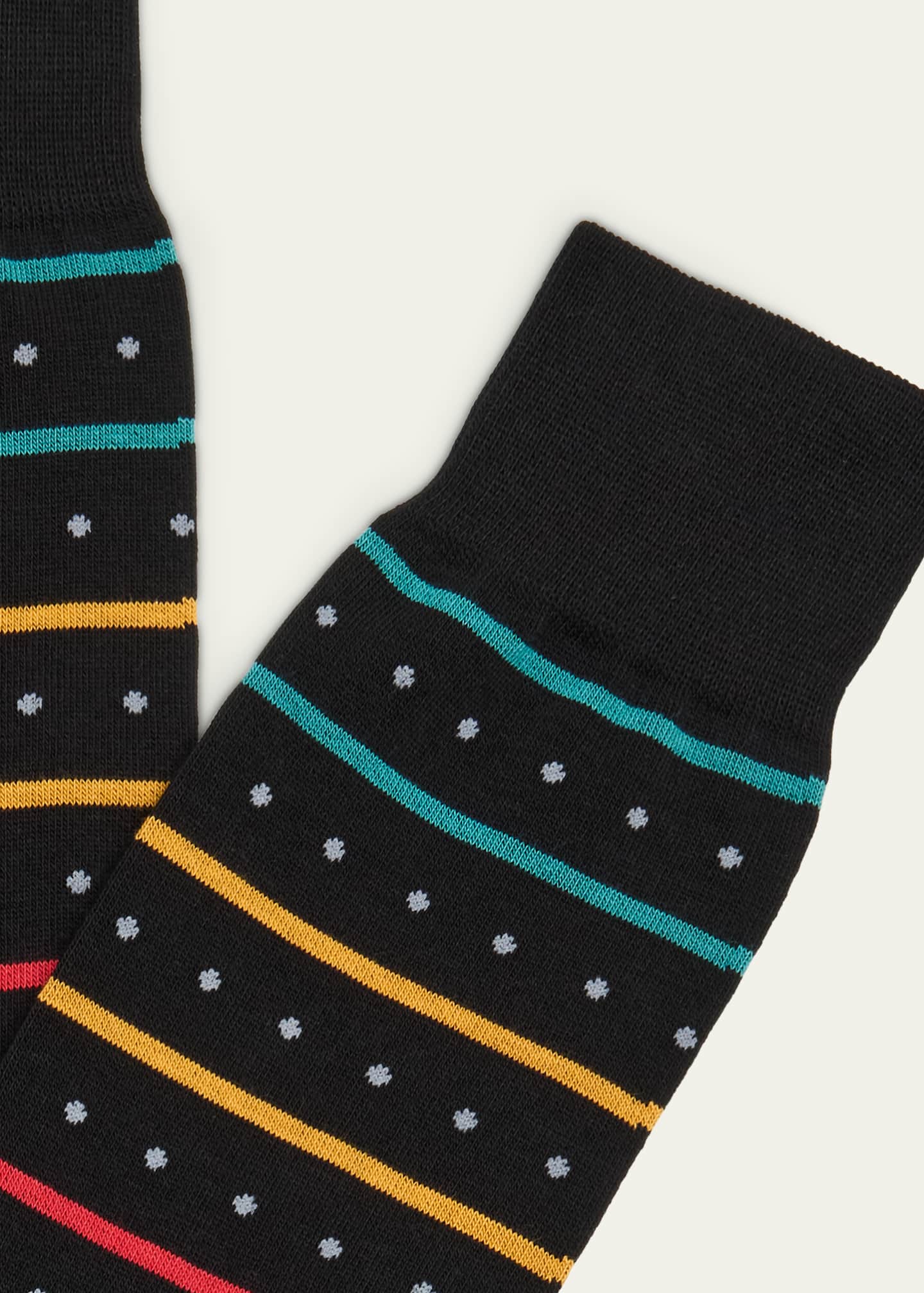 Paul Smith Men's Iago Spot Stripe Cotton-Stretch Crew Socks Image 2 of 2