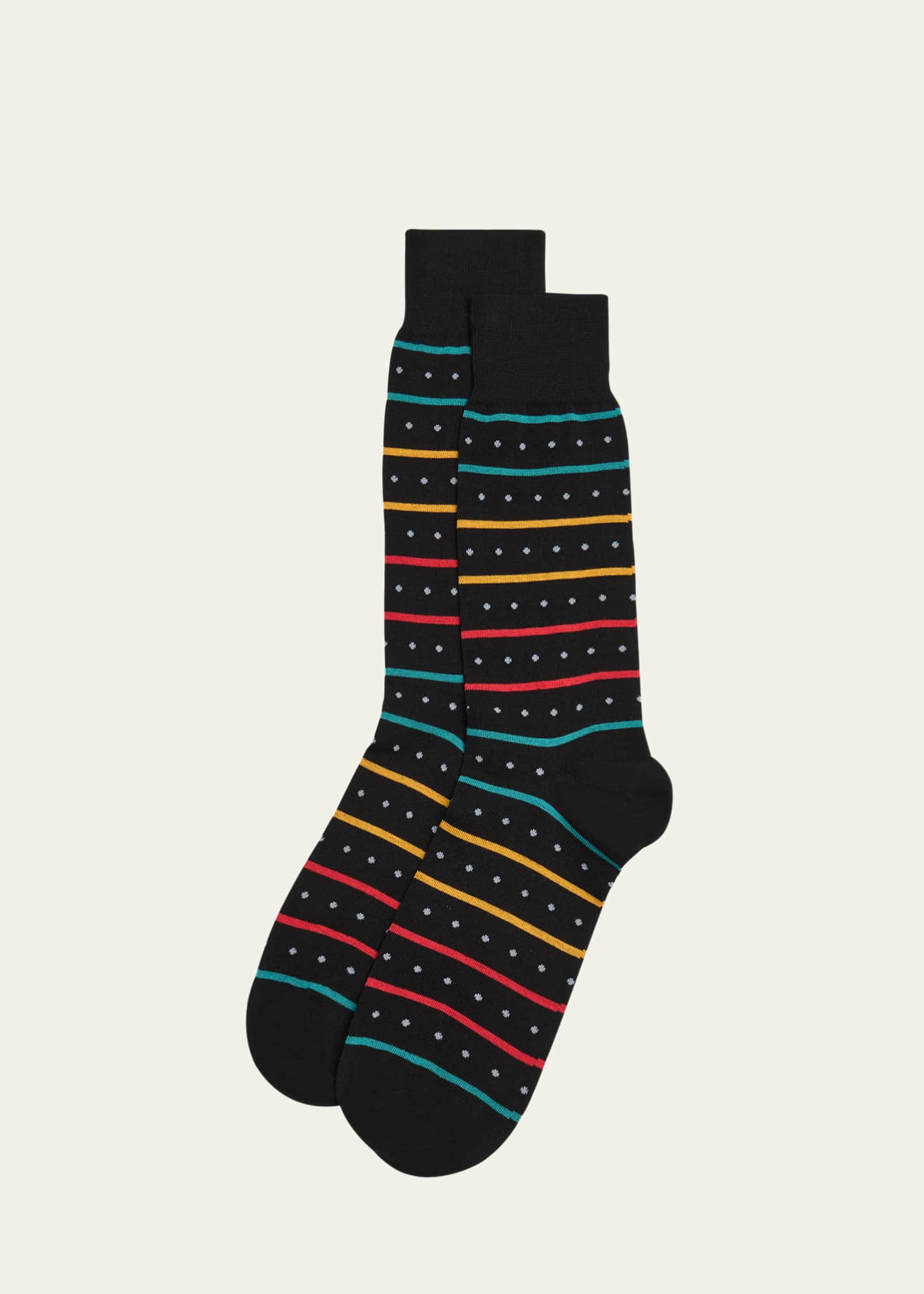 Paul Smith Men's Iago Spot Stripe Cotton-Stretch Crew Socks Image 1 of 2