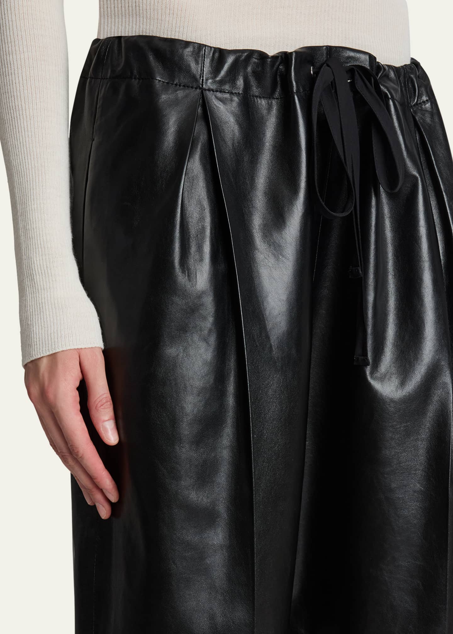 Khaite Trenton Straight Drawstring Leather Pants Image 4 of 4