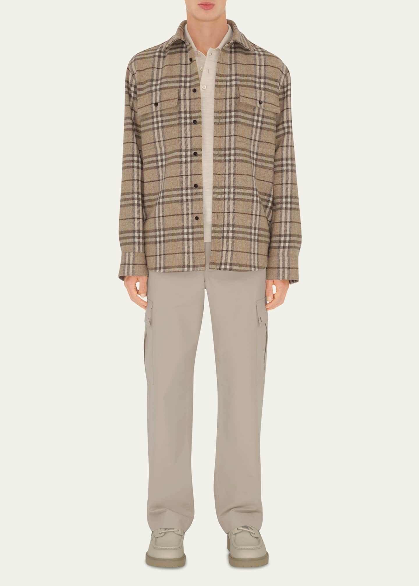 Burberry Men's Check Flannel Button-Down Shirt Image 2 of 5