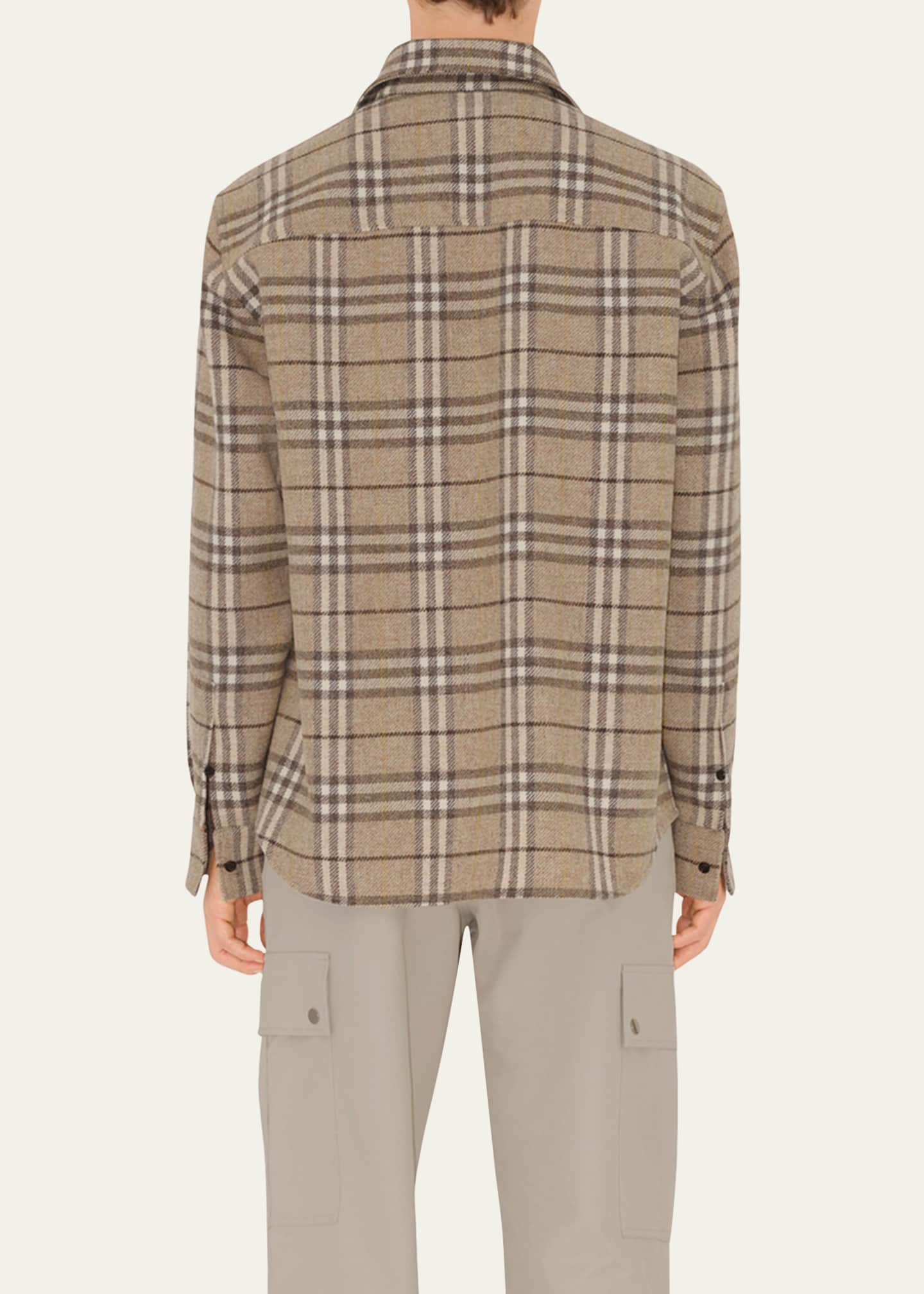 Burberry Men's Check Flannel Button-Down Shirt Image 3 of 5