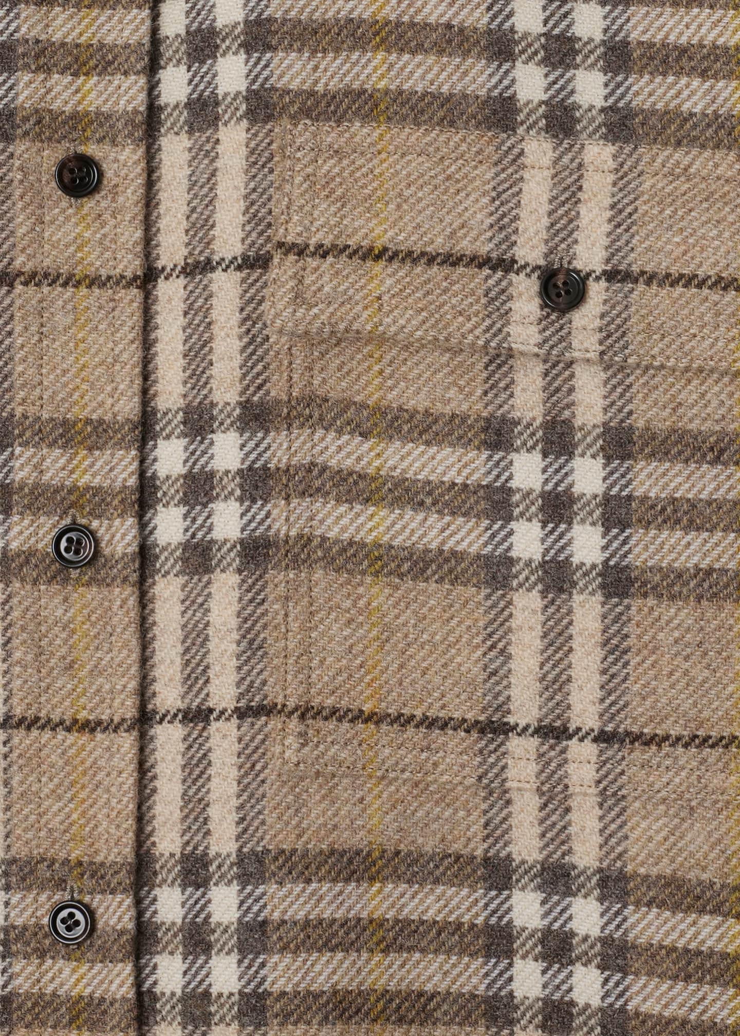 Burberry Men's Check Flannel Button-Down Shirt Image 5 of 5