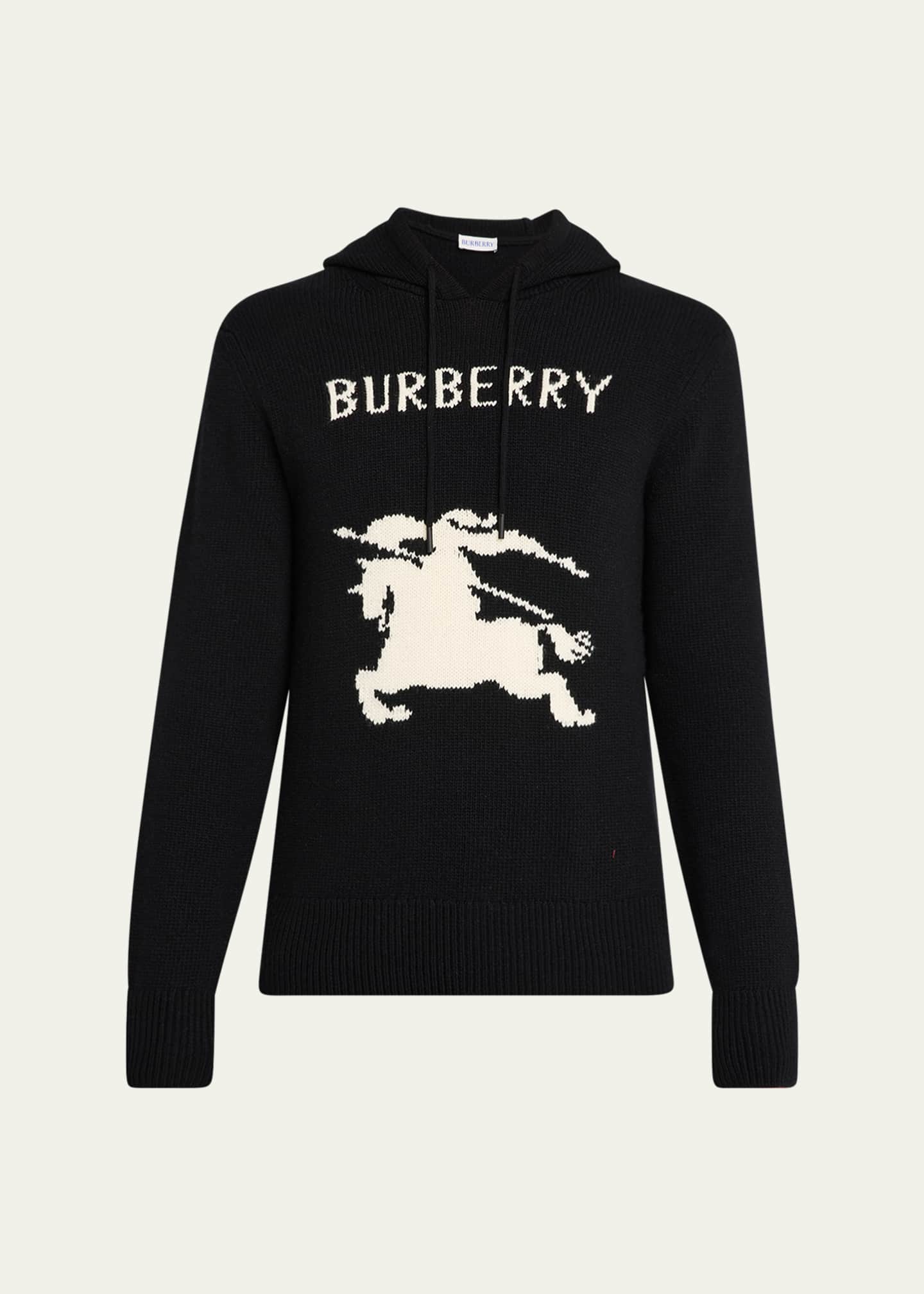 ニット・セーター BURBERRY Men Sweater Black 8083175 Burberry Men's Check-Collar Quarter-Zip Sweater | Neiman Marcus