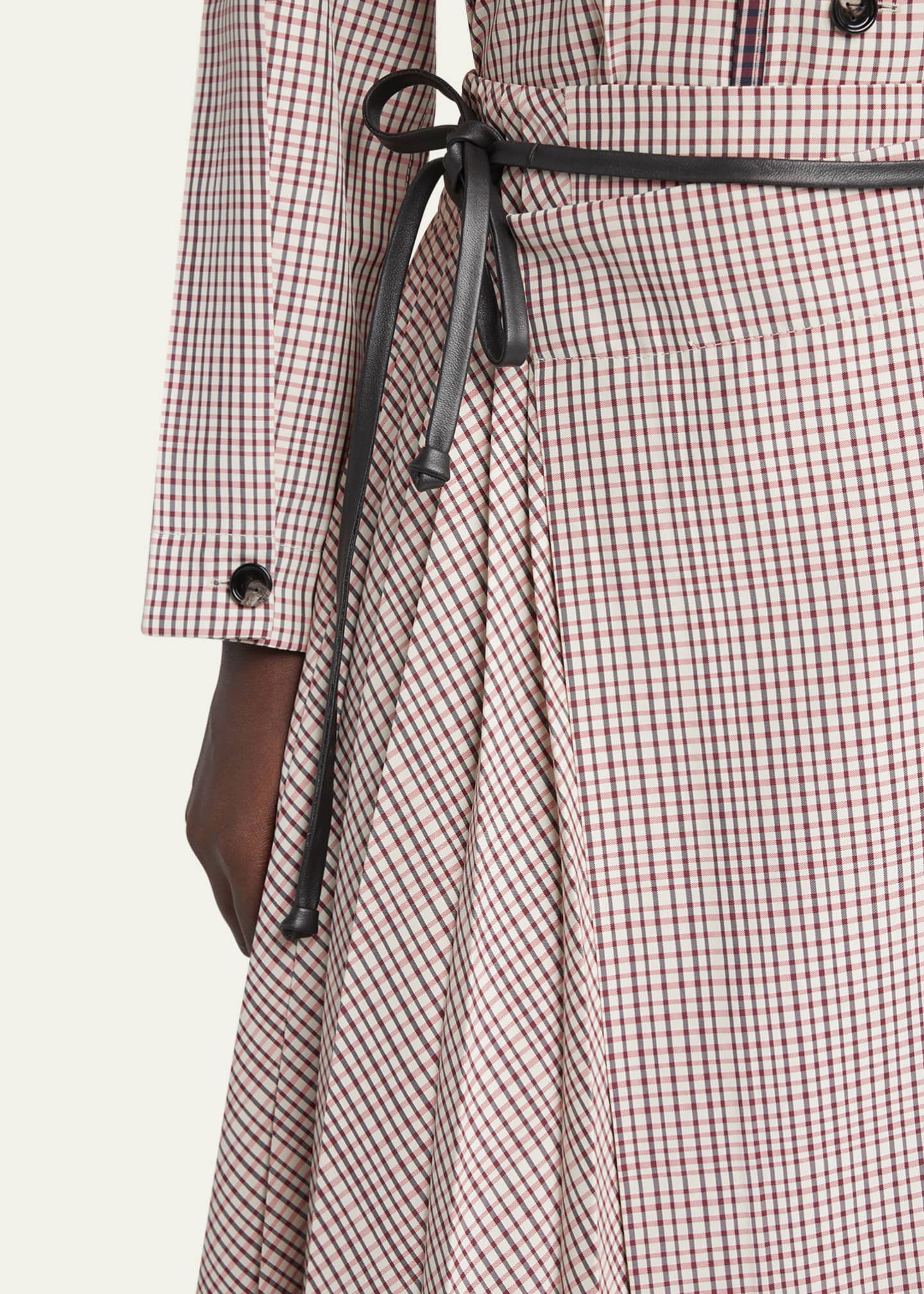 Bottega Veneta Check Pleated Midi Wrap Skirt Image 4 of 4