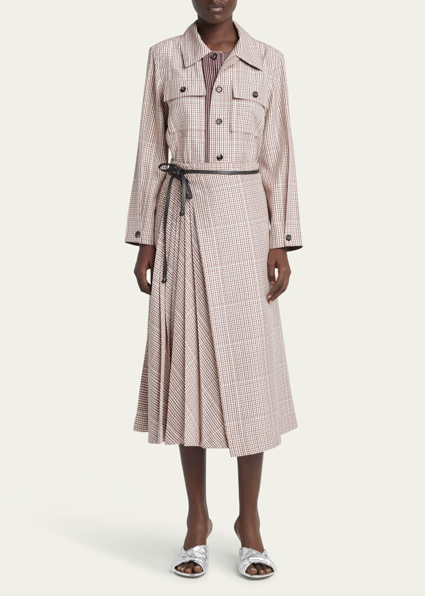 Bottega Veneta Check Long-Sleeve Button-Down Shirt Image 2 of 5