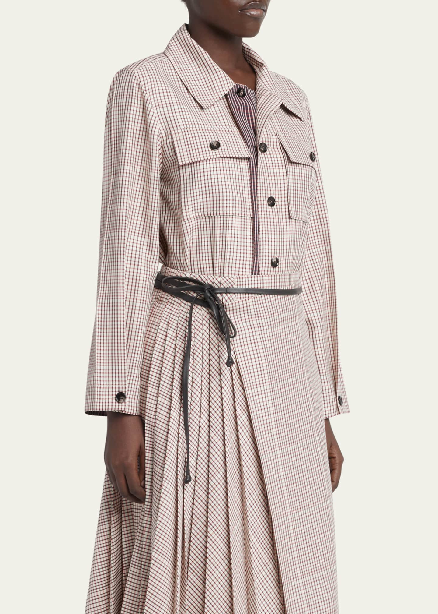Bottega Veneta Check Long-Sleeve Button-Down Shirt Image 4 of 5