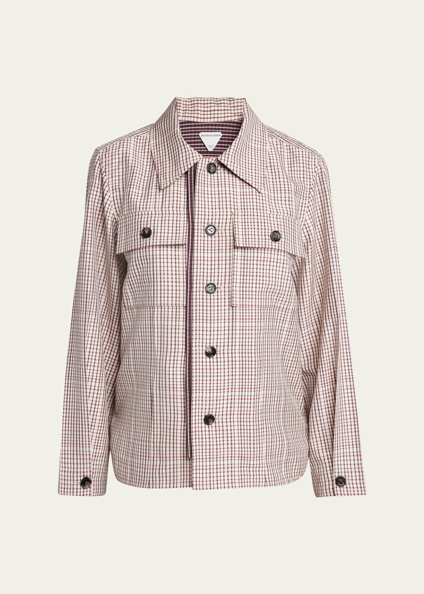 Bottega Veneta Check Long-Sleeve Button-Down Shirt Image 1 of 5