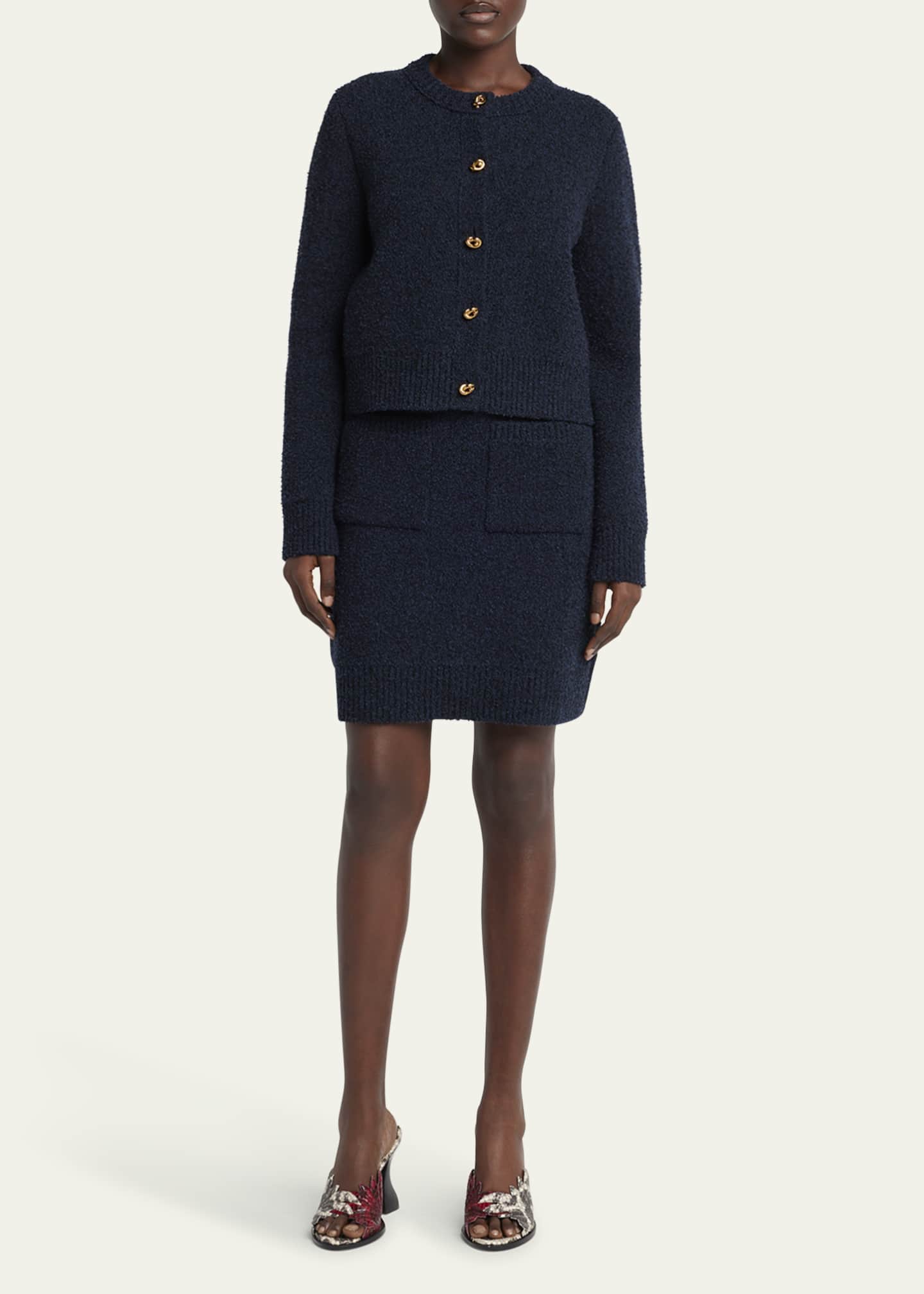 Bottega Veneta Knot-Button Boucle Knit Cardigan Image 2 of 5