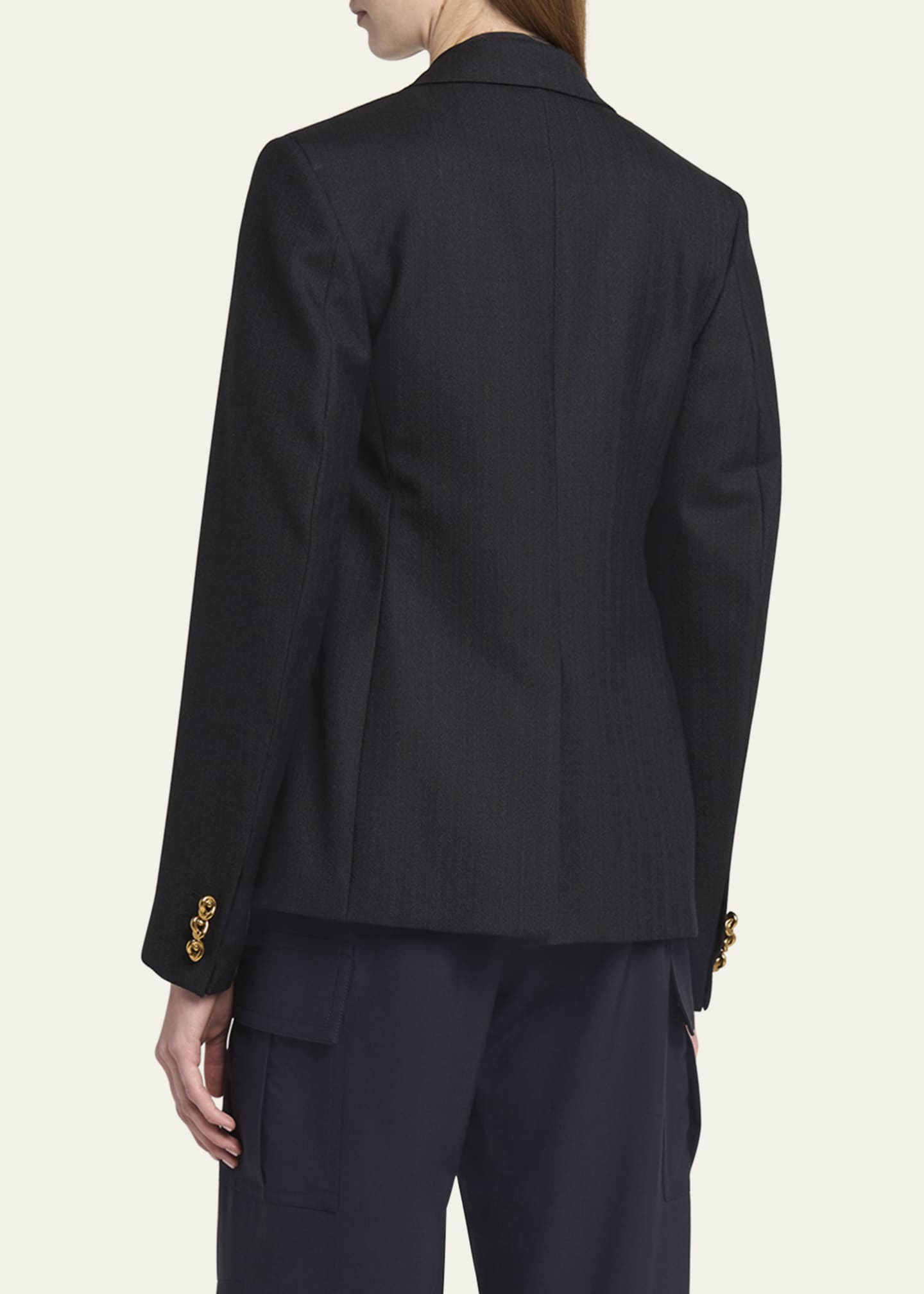 Bottega Veneta Subtle Stripe Knot Button Wool Jacket Image 3 of 5
