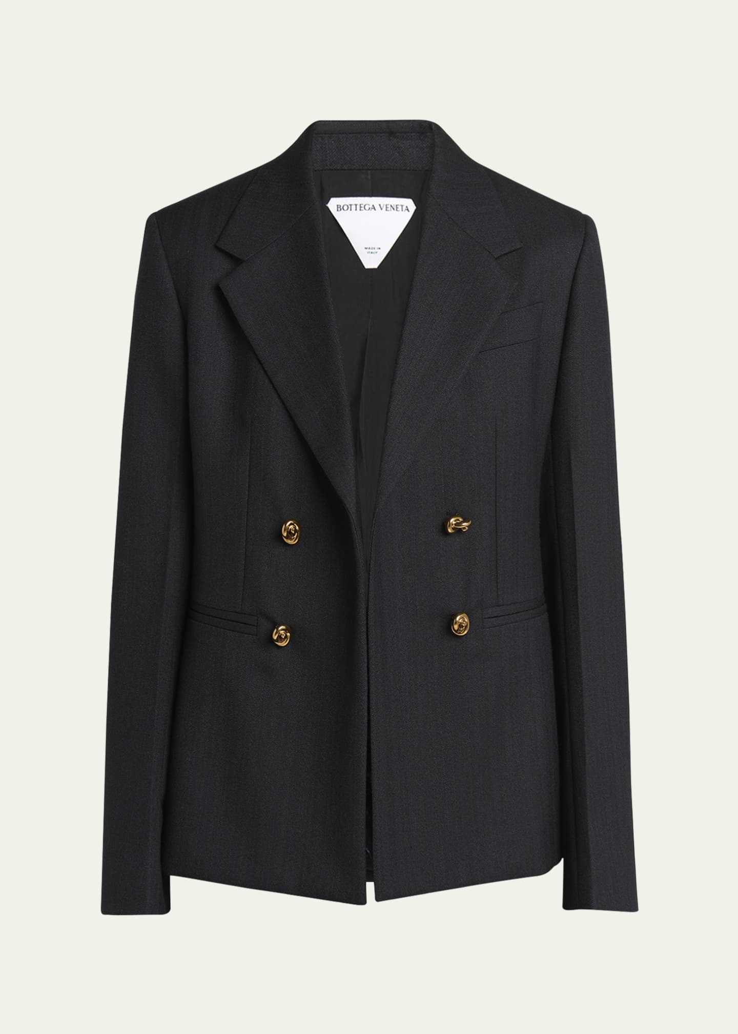 Bottega Veneta Subtle Stripe Knot Button Wool Jacket Image 1 of 5