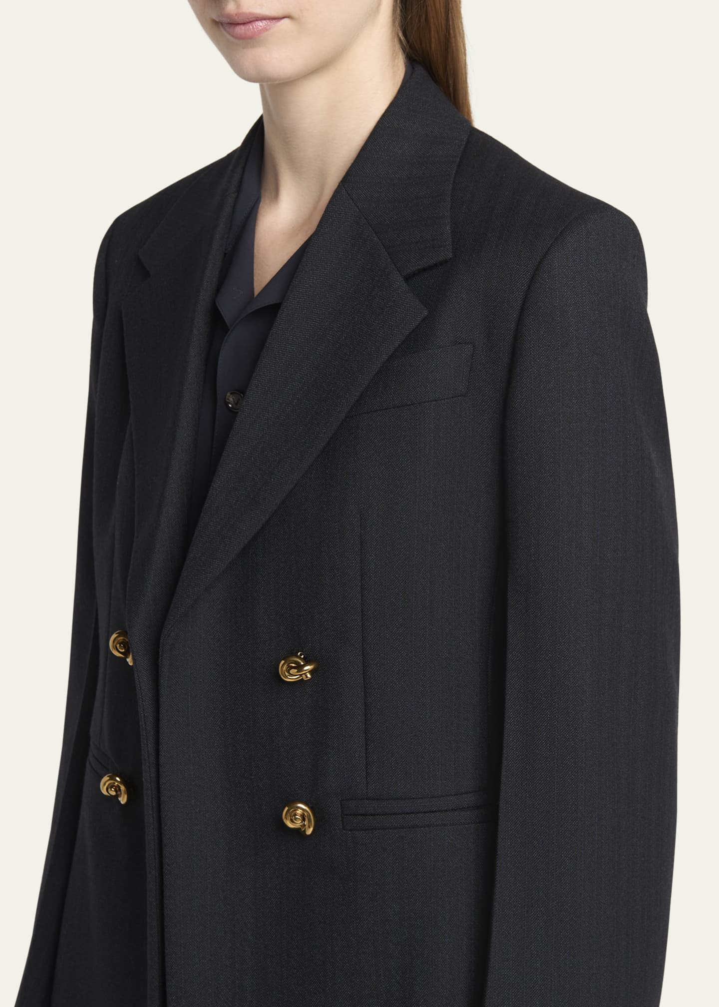 Bottega Veneta Subtle Stripe Knot Button Wool Jacket Image 5 of 5