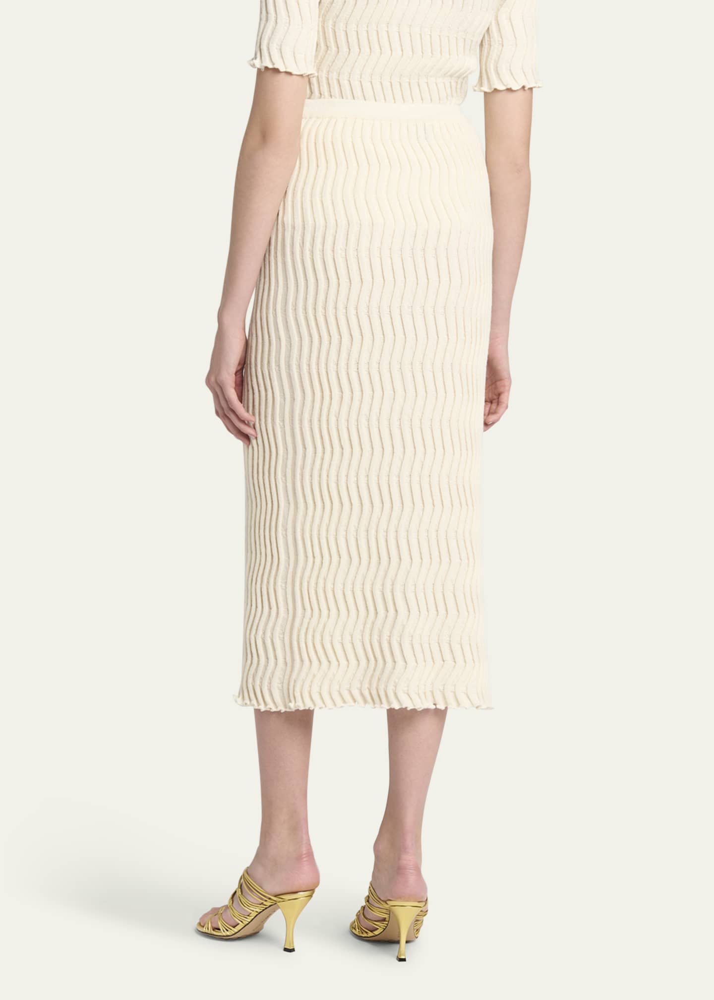 【Bottega Veneta】リブニットコットンミディスカート Bottega Veneta Zigzag Knit Slim Midi Skirt - Bergdorf Goodman