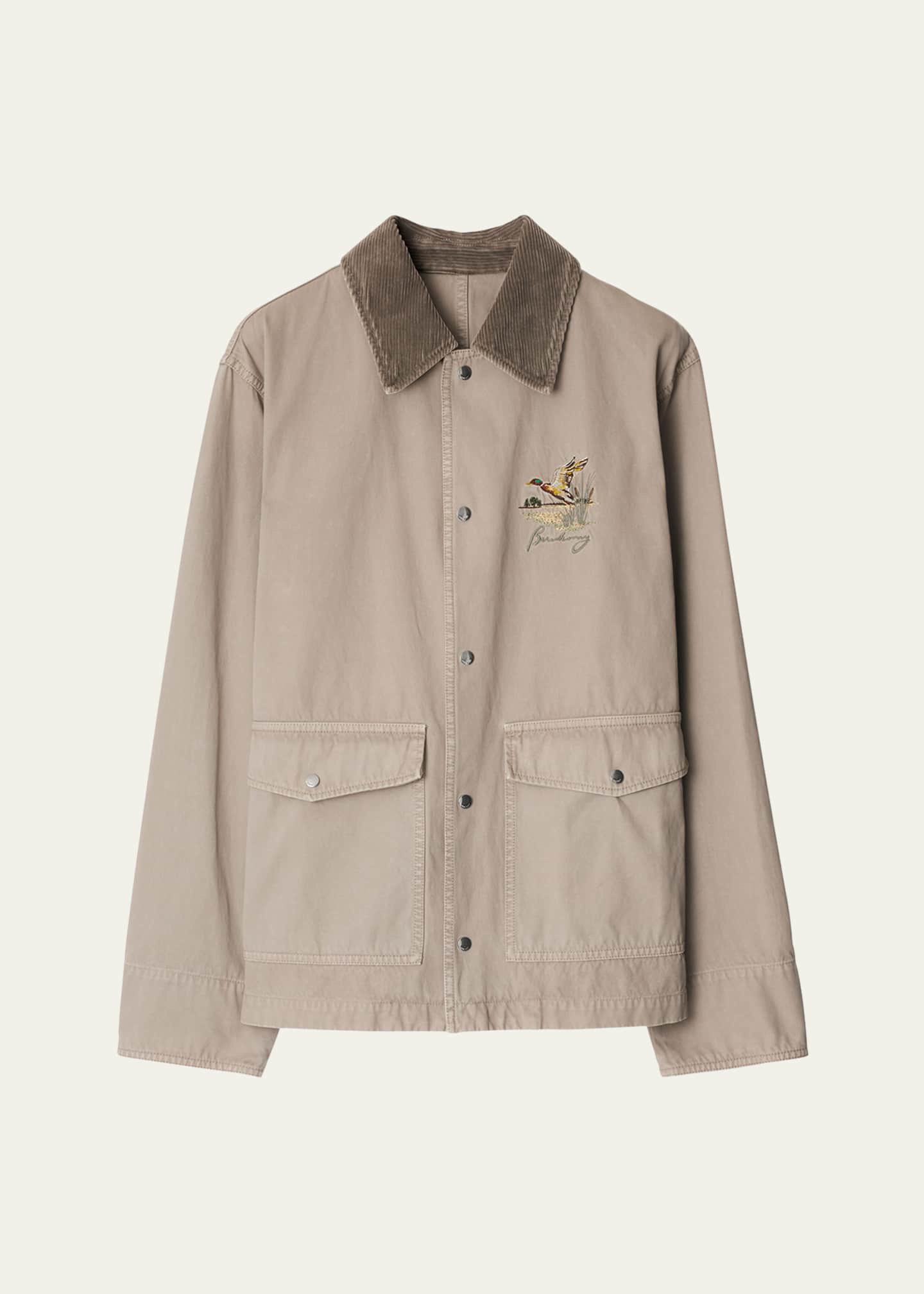 Burberry Men's Canvas Corduroy-Collar Work Jacket Image 1 of 4