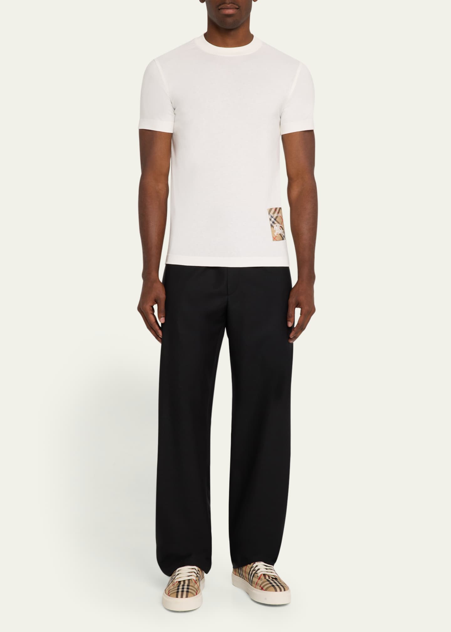 Burberry Men's Jersey Check Patch T-Shirt Image 2 of 5