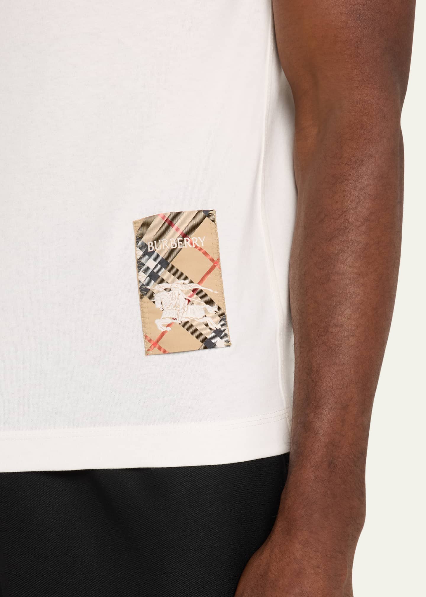 Burberry Men's Jersey Check Patch T-Shirt Image 5 of 5