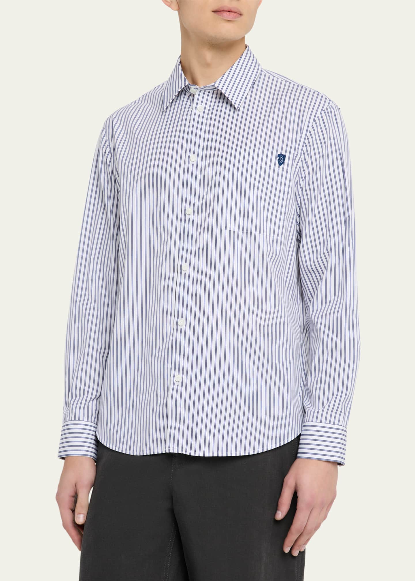 Burberry Men's Poplin Fine Stripe Sport Shirt Image 4 of 5