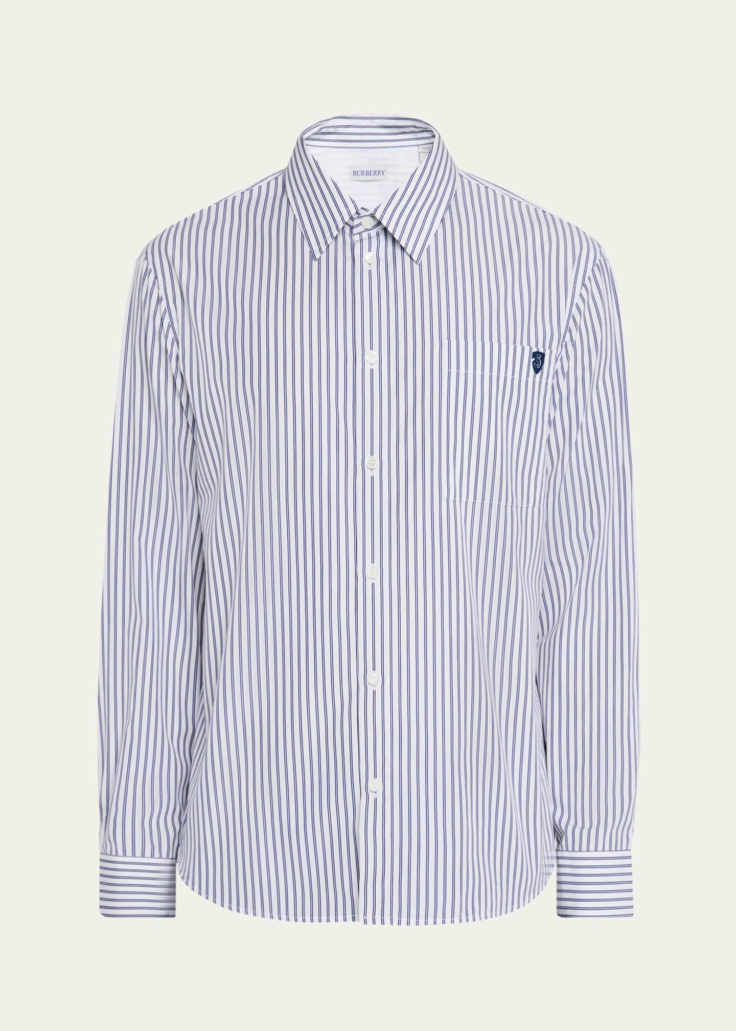 Burberry Men's Poplin Fine Stripe Sport Shirt Image 1 of 5